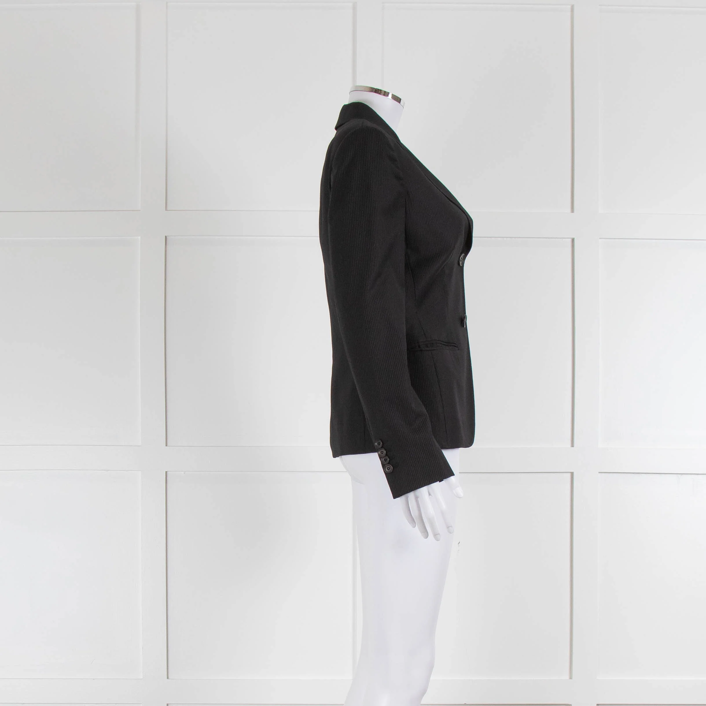 Brioni Black White Pinstripe Buttoned Blazer - Image 2
