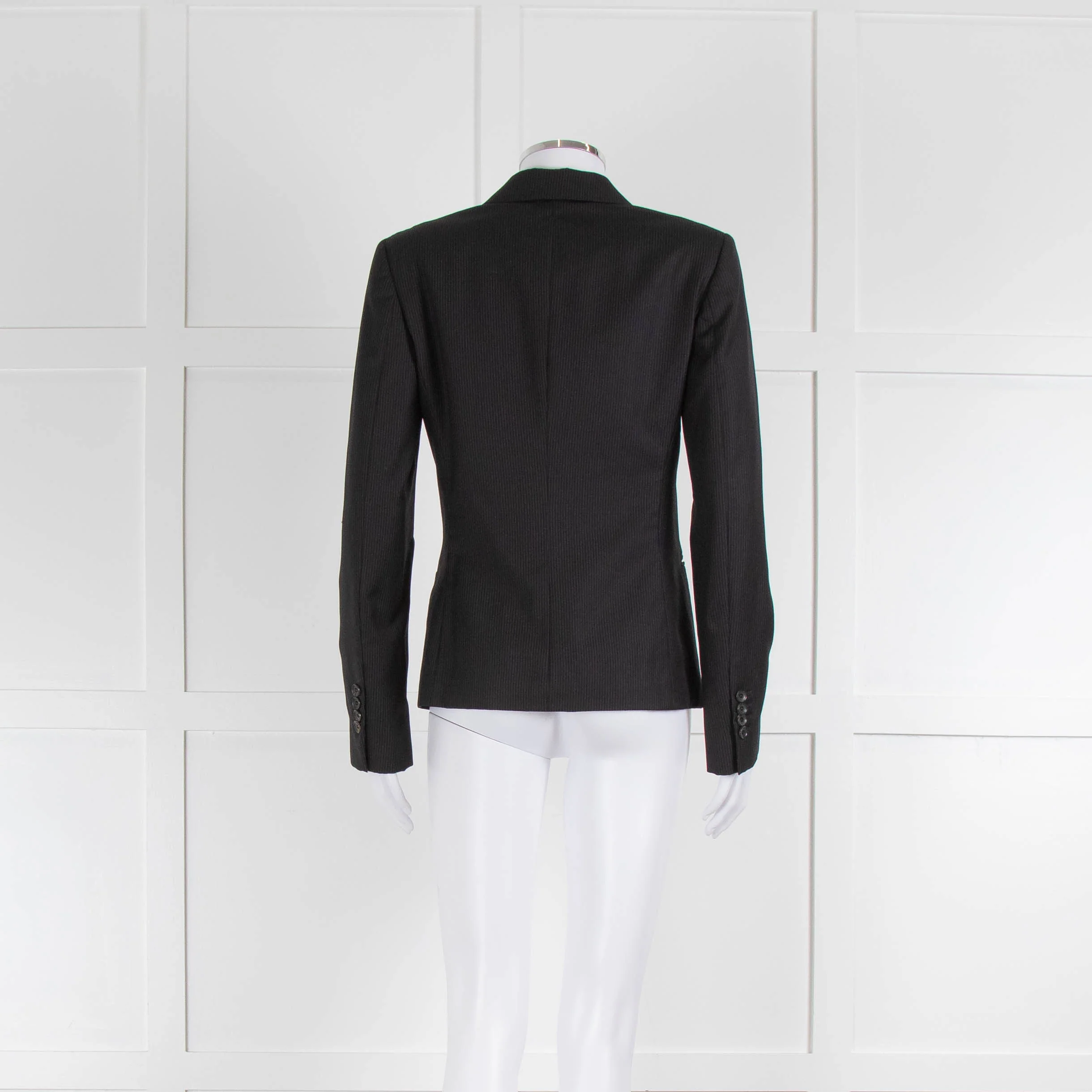 Brioni Black White Pinstripe Buttoned Blazer - Image 3