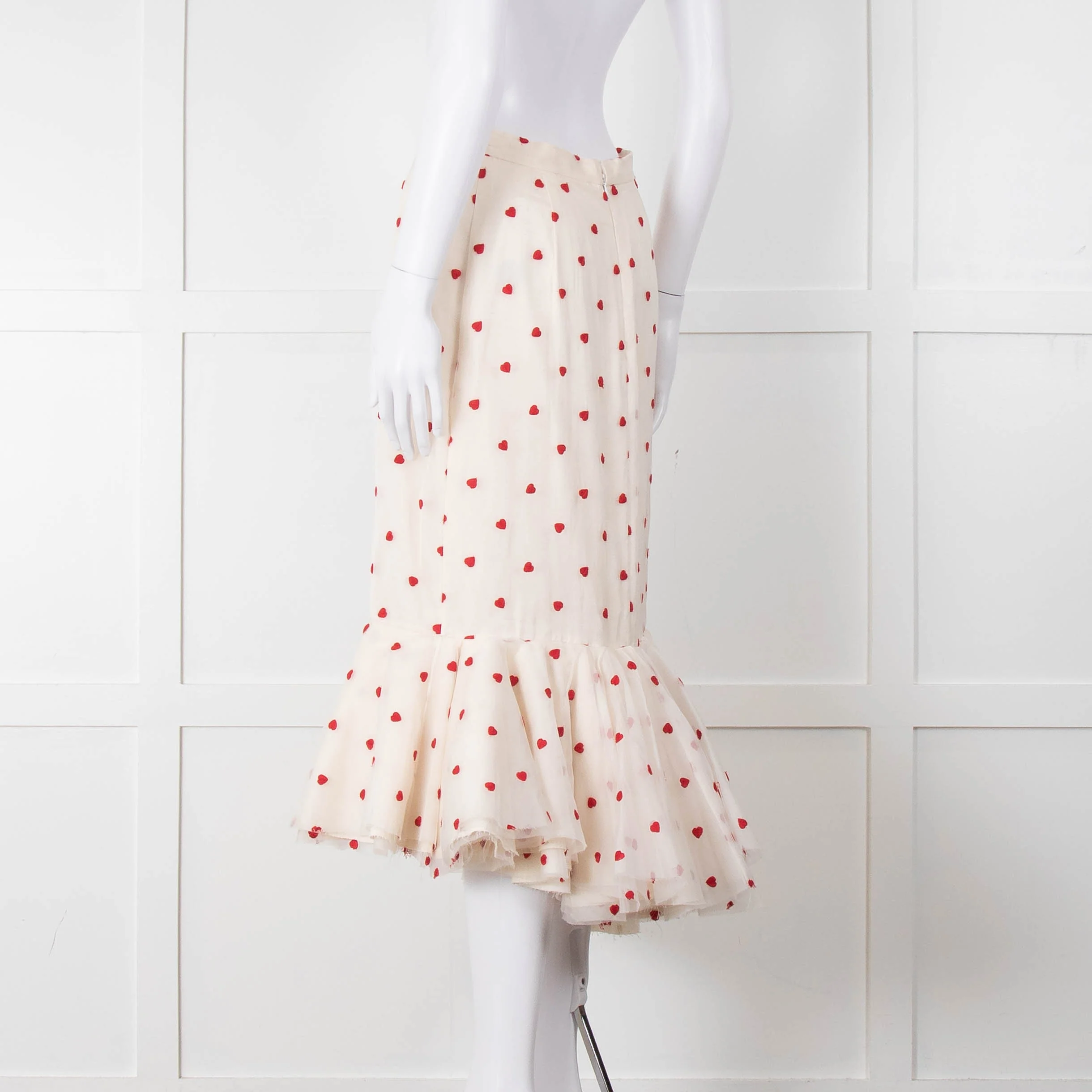 Brock Collection Cream Red Heart Peplum Skirt - Image 6