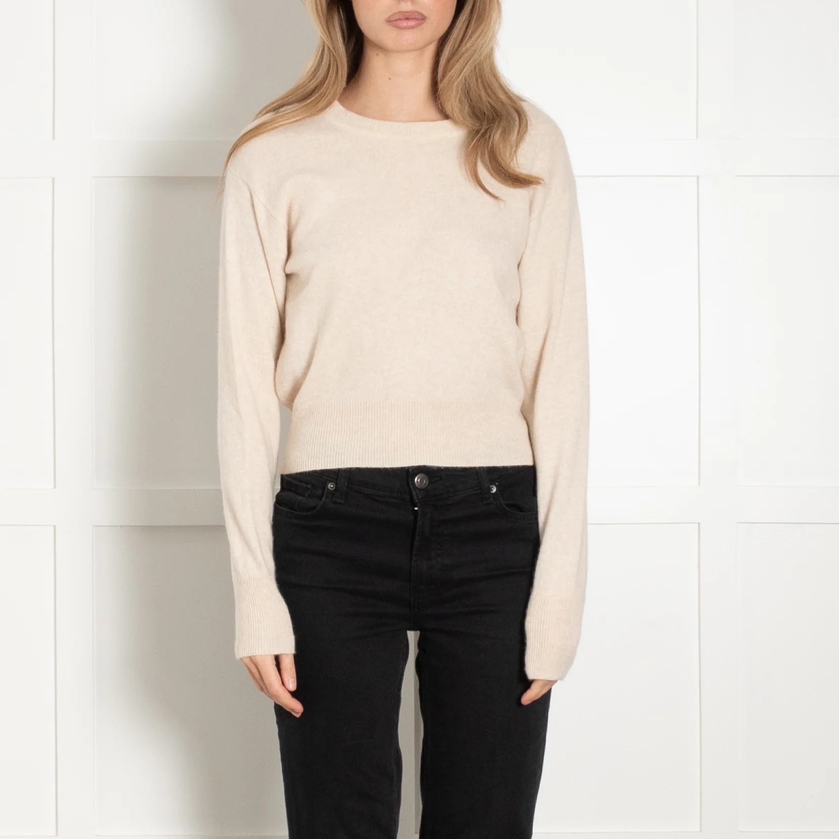 Brodie Beige Cashmere Love Back Sweater - Image 2