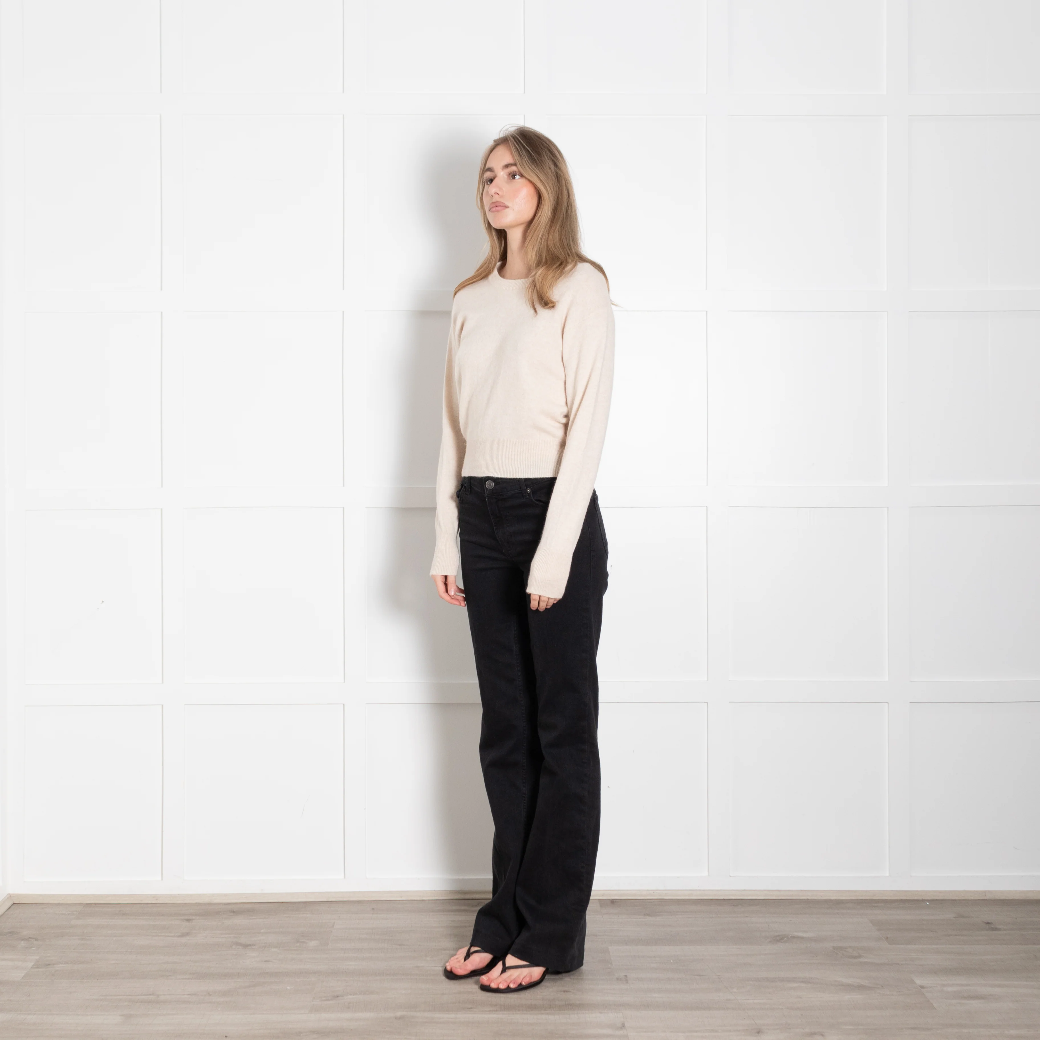 Brodie Beige Cashmere Love Back Sweater - Image 3