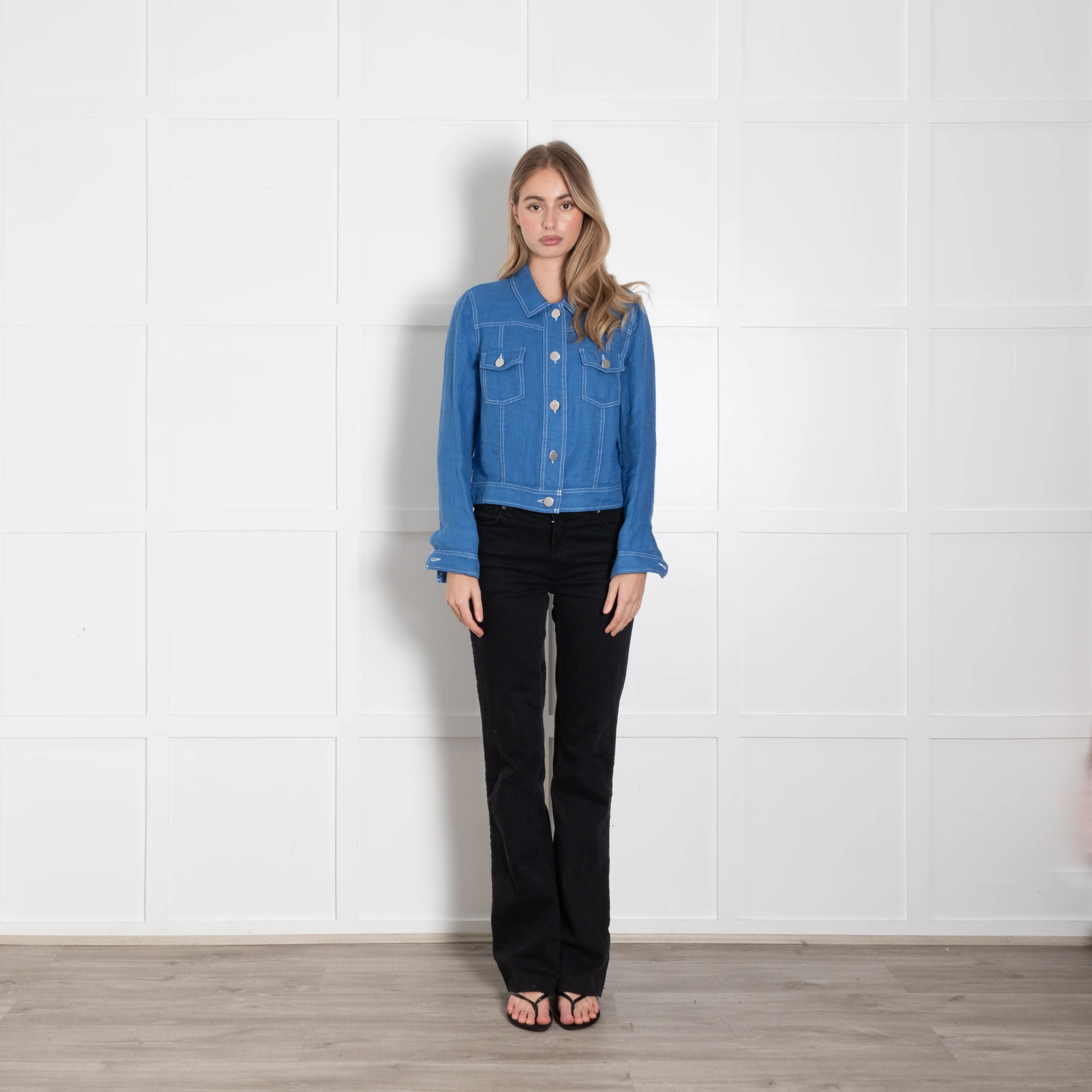 Brora Blue Linen Utility Style Jacket