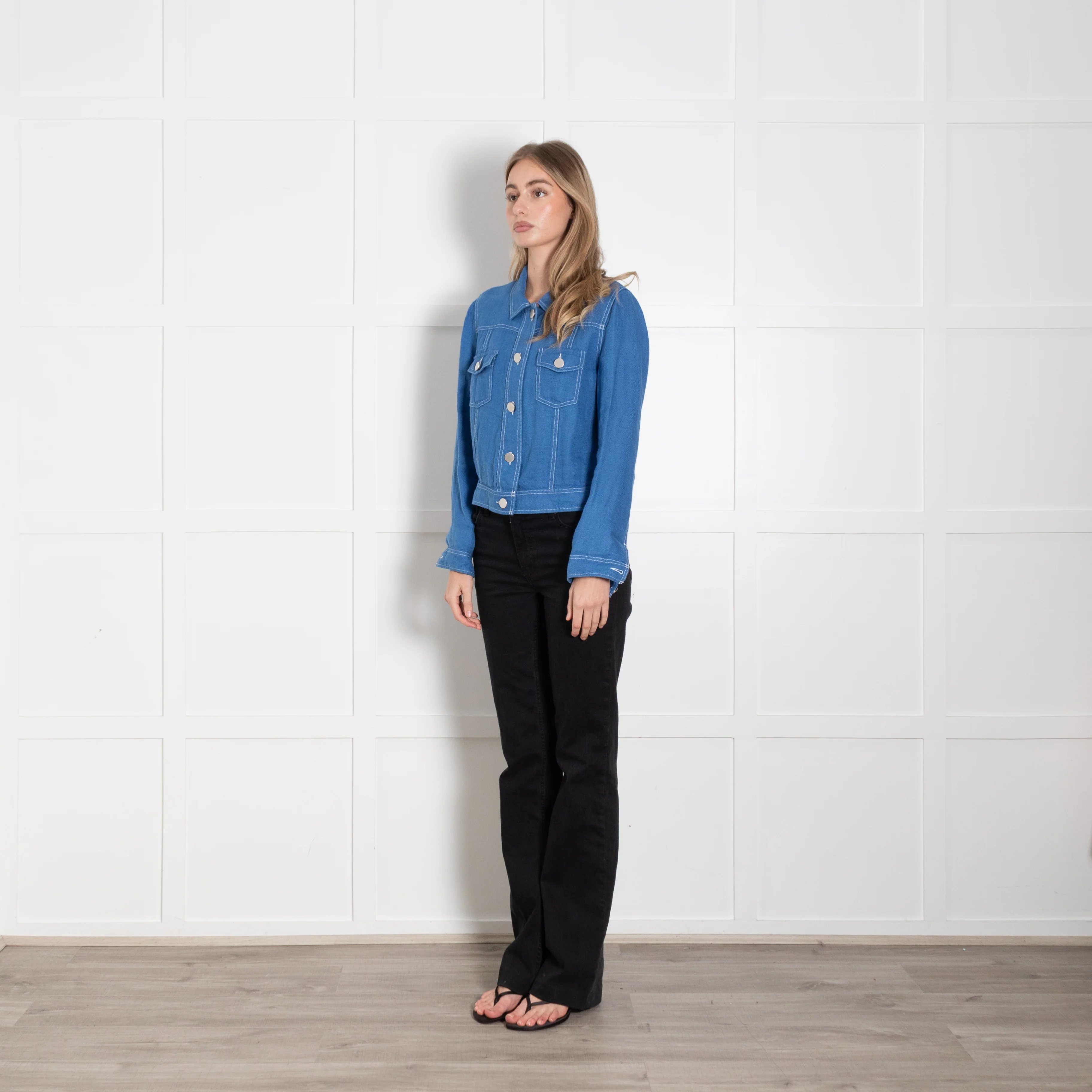 Brora Blue Linen Utility Style Jacket - Image 3