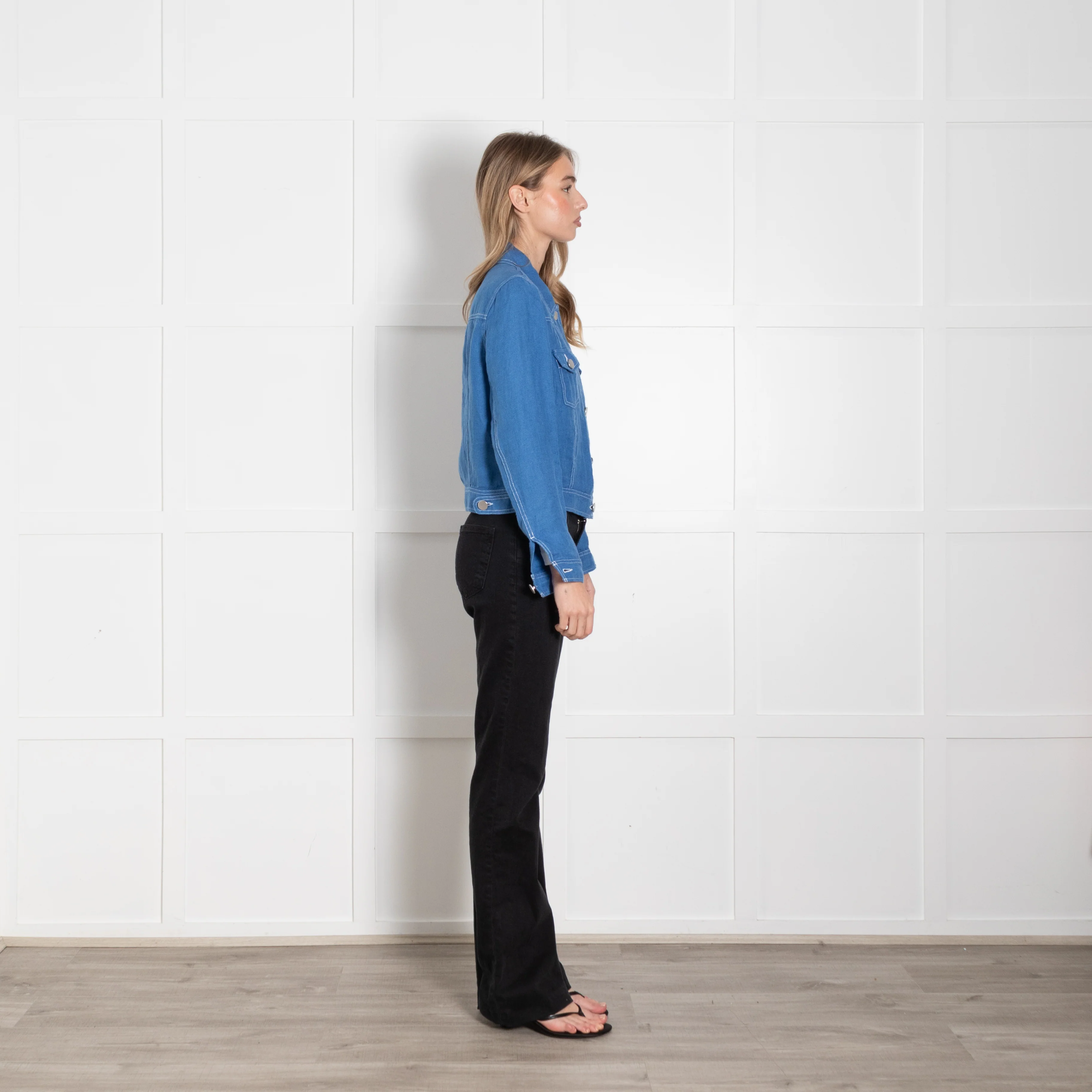 Brora Blue Linen Utility Style Jacket - Image 6