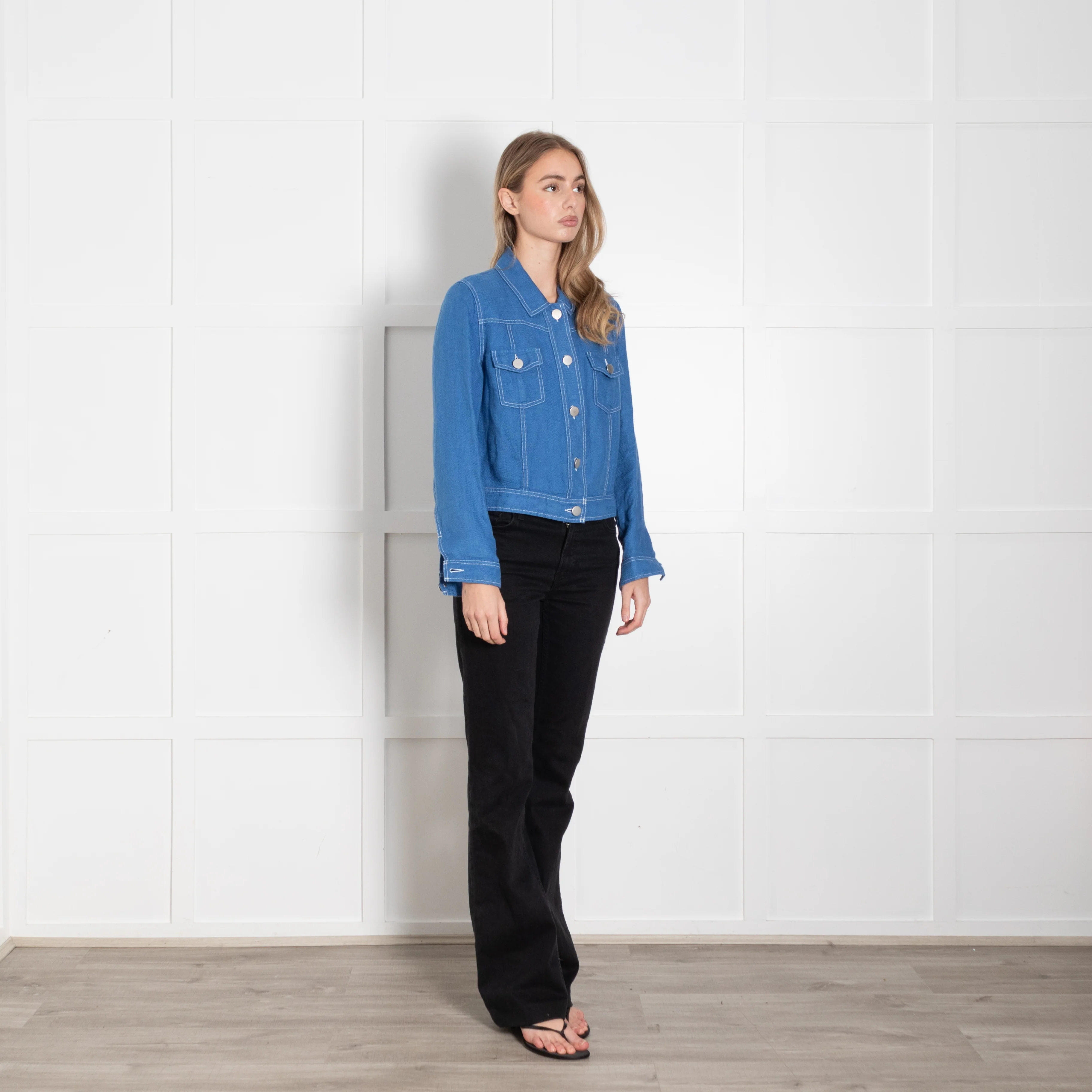 Brora Blue Linen Utility Style Jacket - Image 7