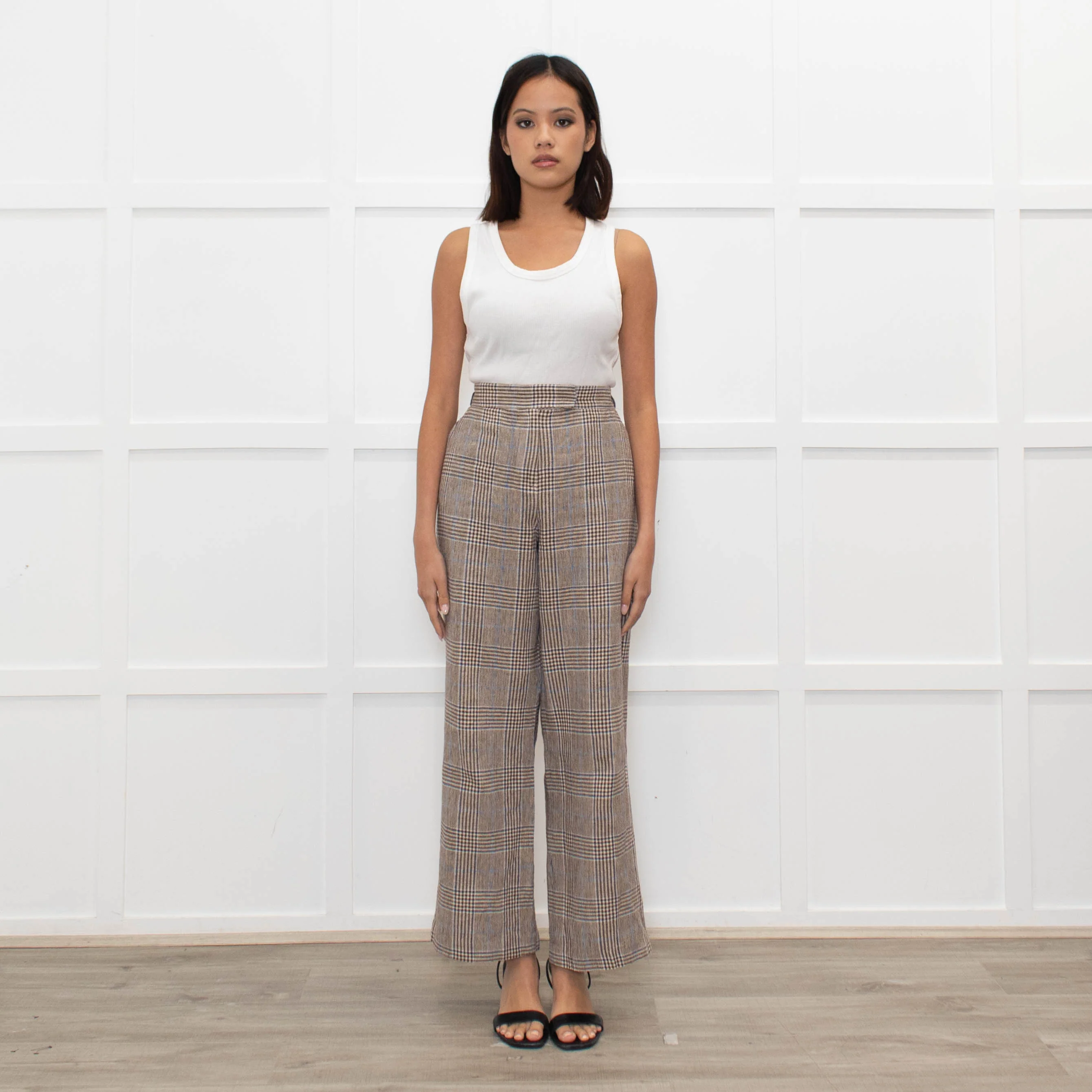 Brora Brown and Blue Check Woven Trousers - Image 2