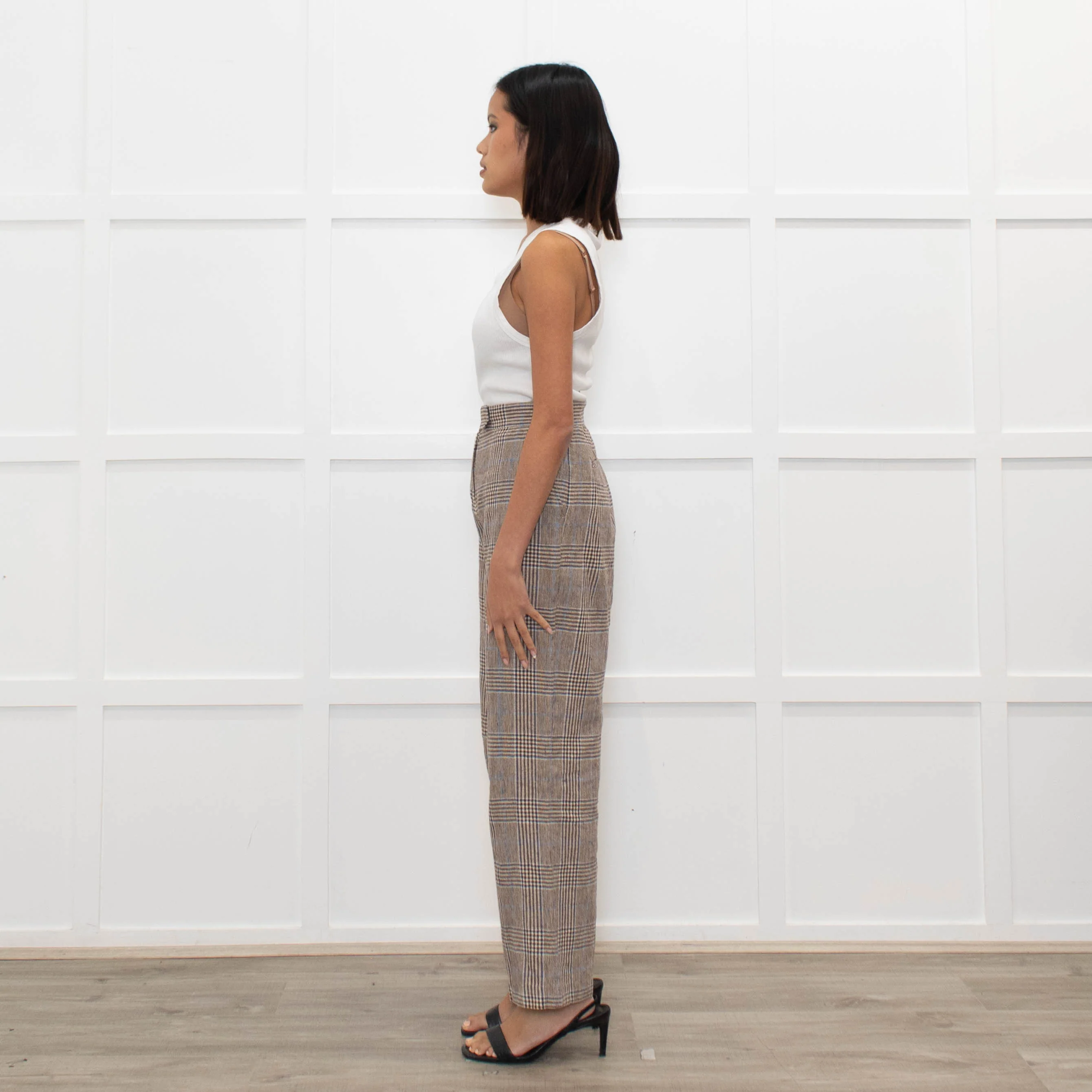 Brora Brown and Blue Check Woven Trousers - Image 6