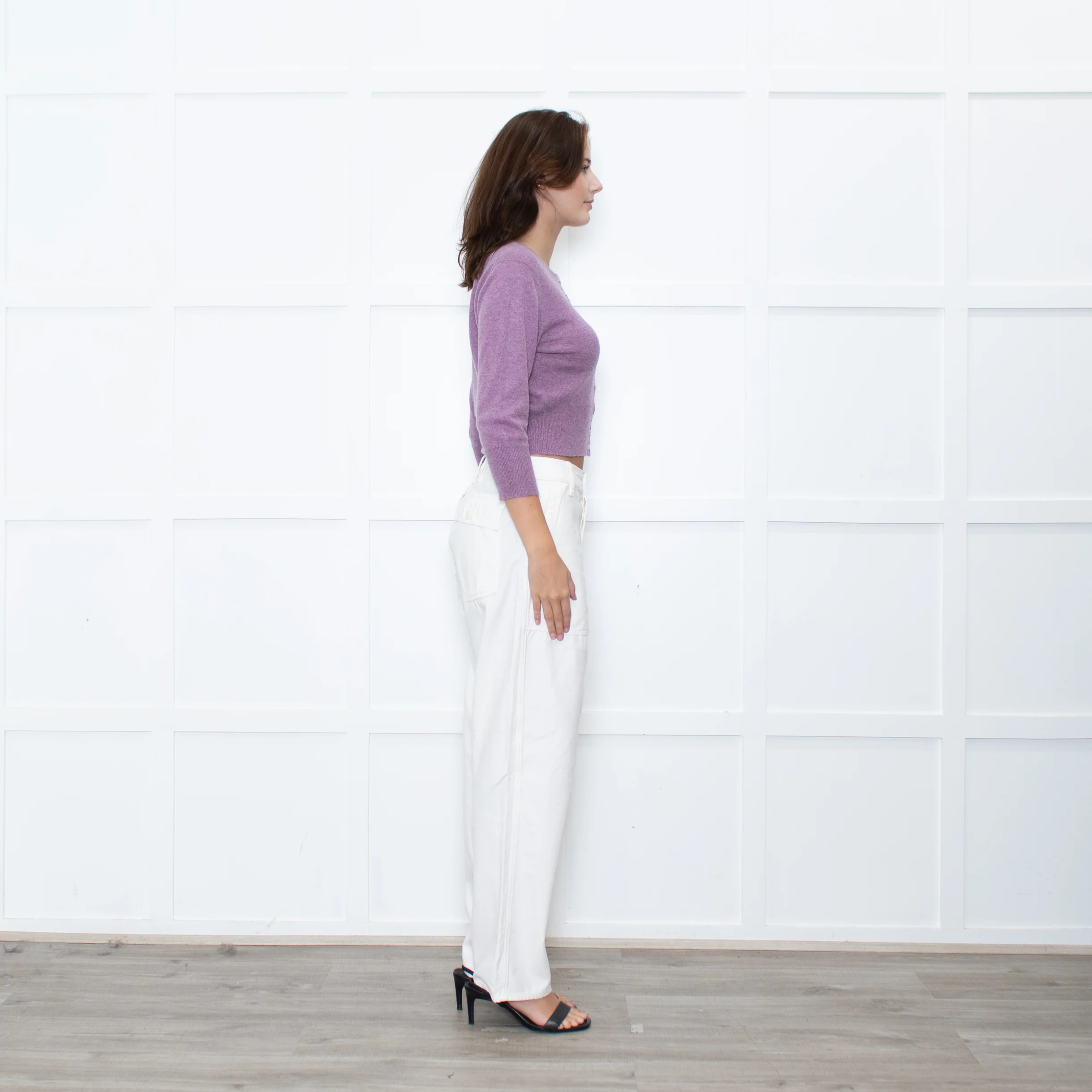 Brora Lilac Cashmere Cropped Cardigan - Image 6