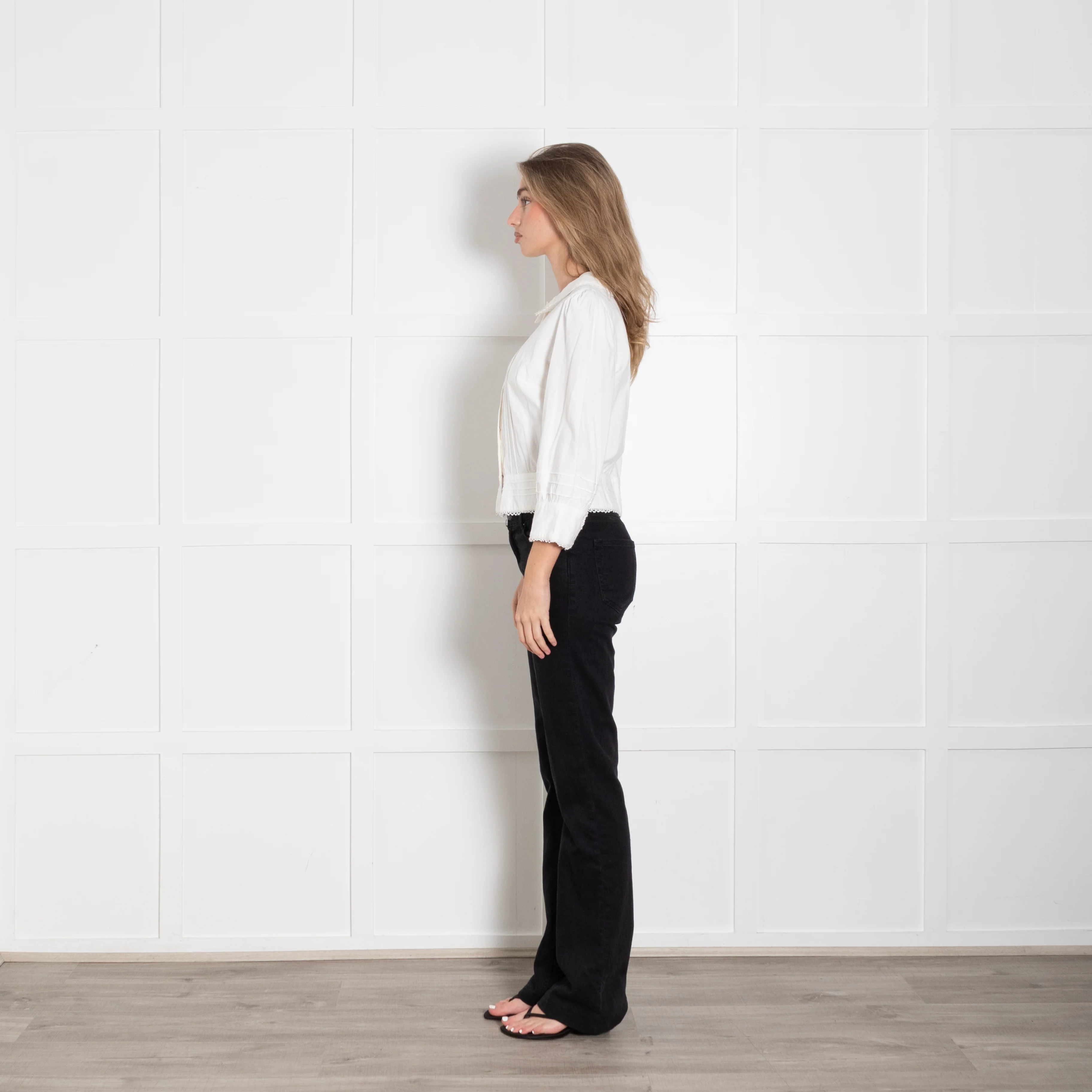 Brora Special Edition White Cotton Peter Pan Collar Blouse - Image 4