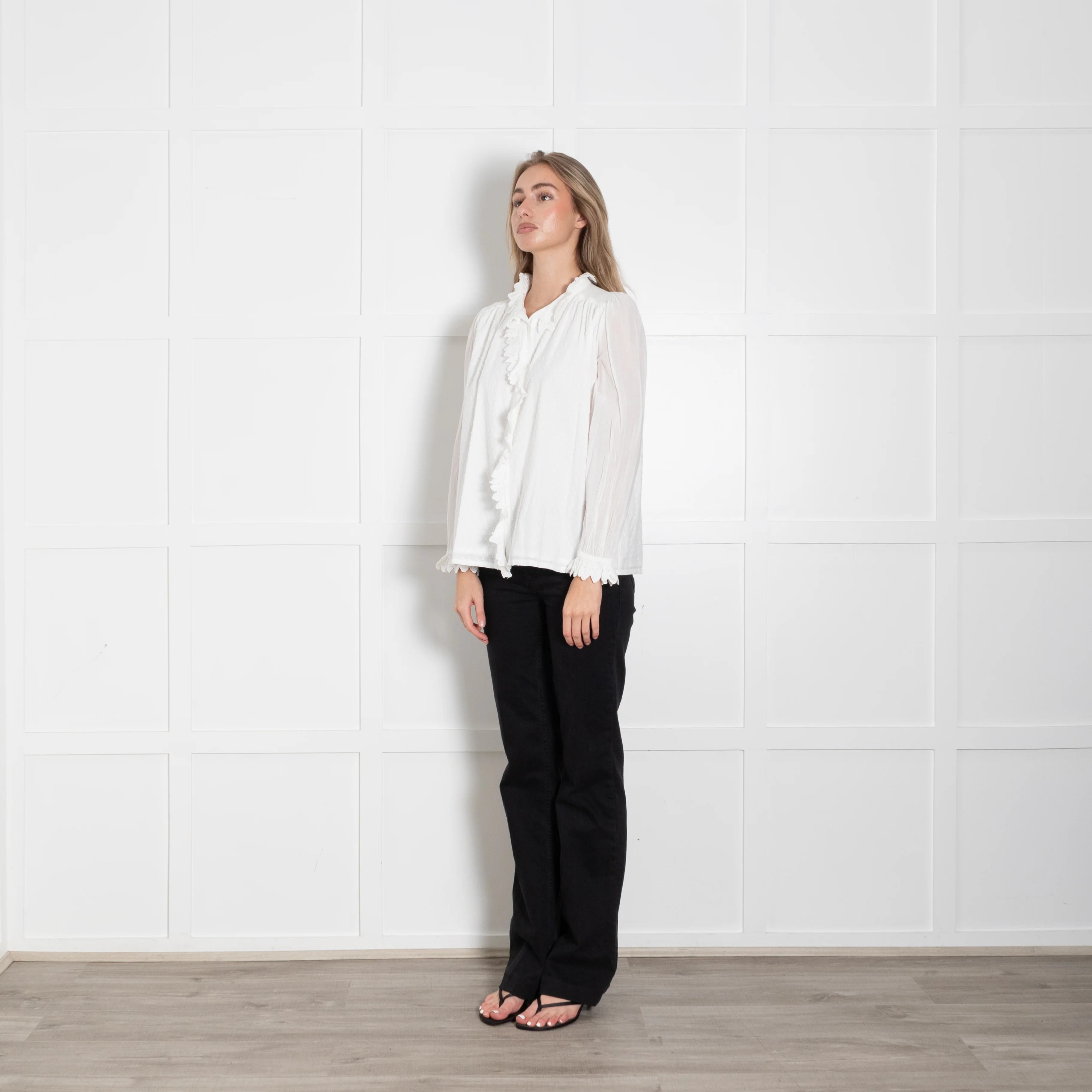 Brora White High Neck Blouse - Image 3