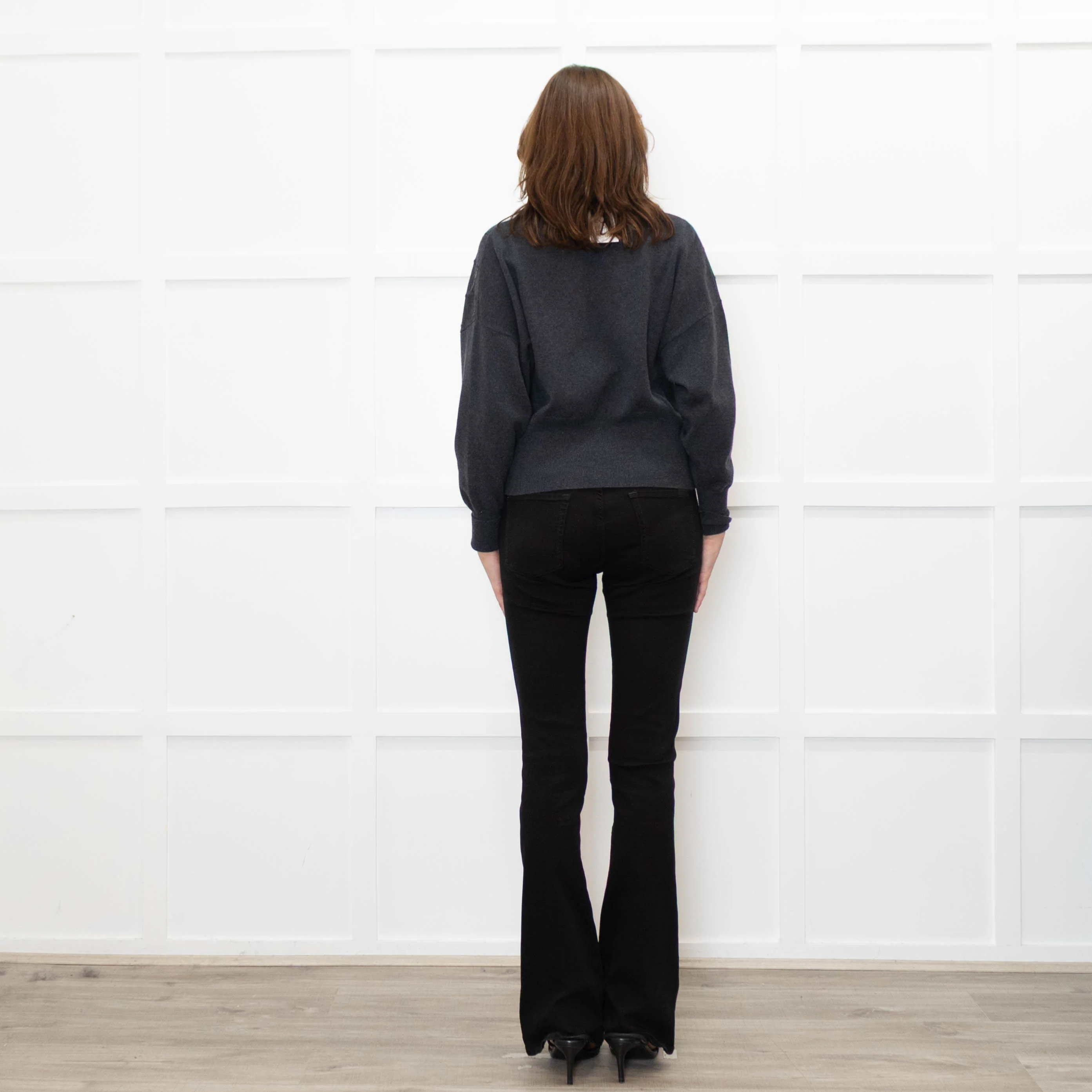 Brunello Cucinelli Grey Cashmere Cropped Cardigan With Sequin Argyle - Image 5