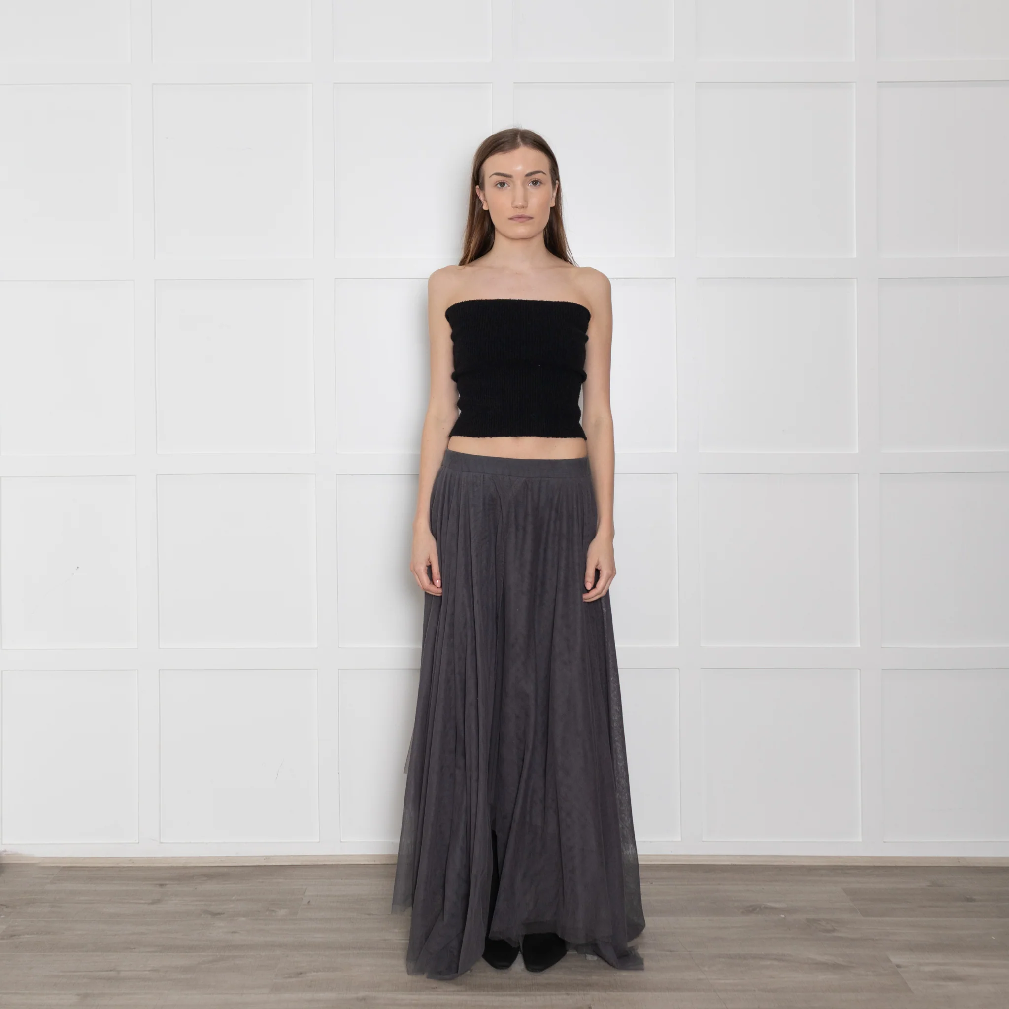 Brunello Cuccinelli Grey Tuille Raggedy Hem Skirt