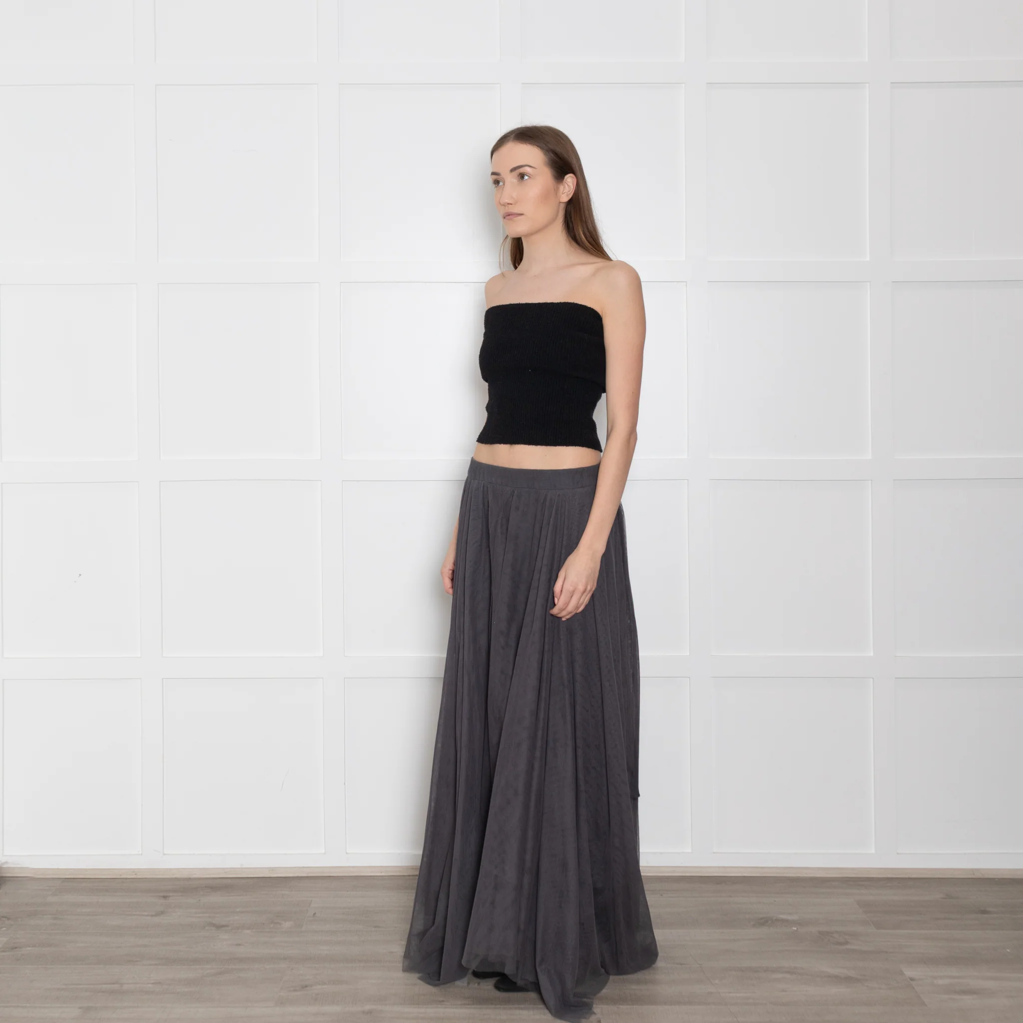Brunello Cuccinelli Grey Tuille Raggedy Hem Skirt - Image 3