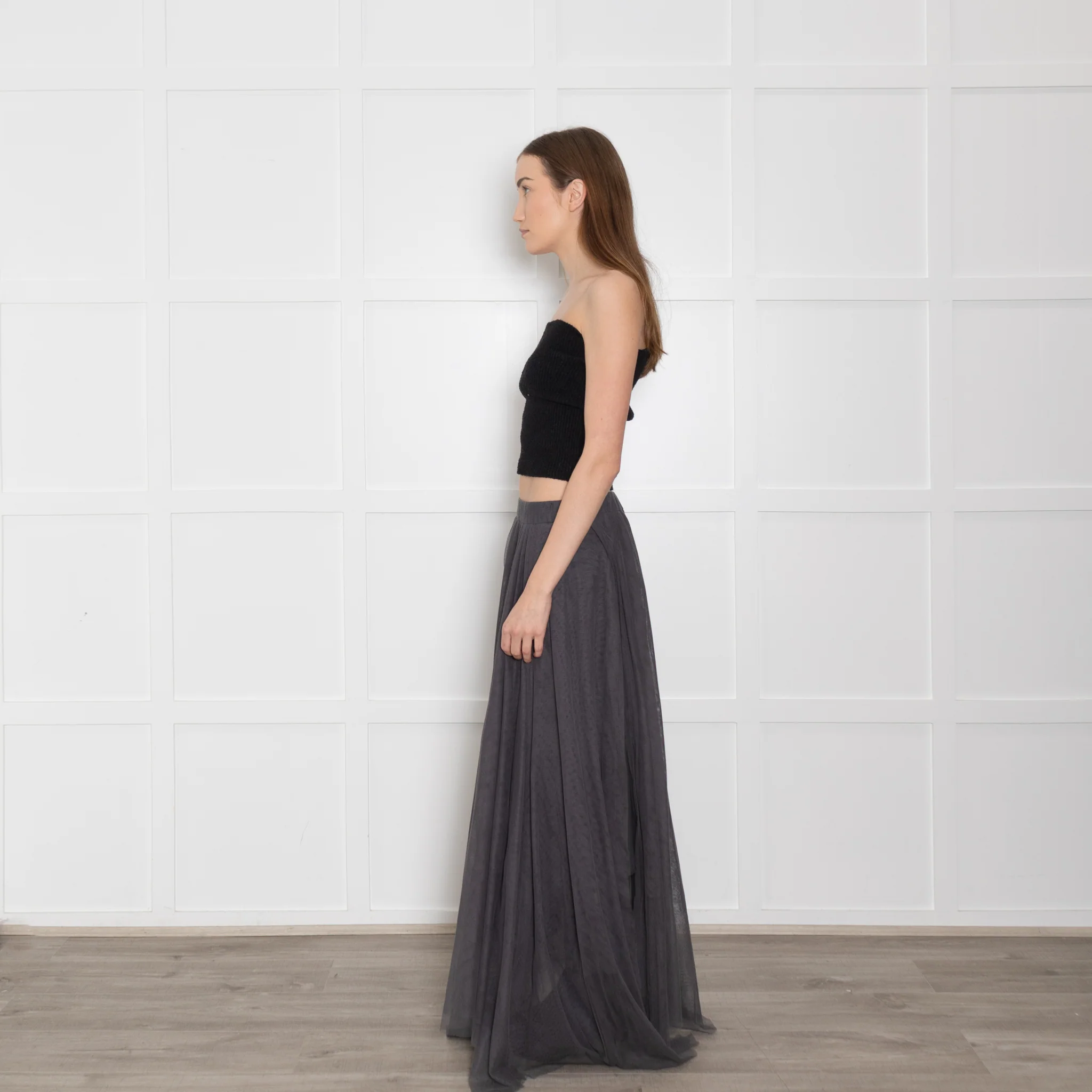 Brunello Cuccinelli Grey Tuille Raggedy Hem Skirt - Image 4
