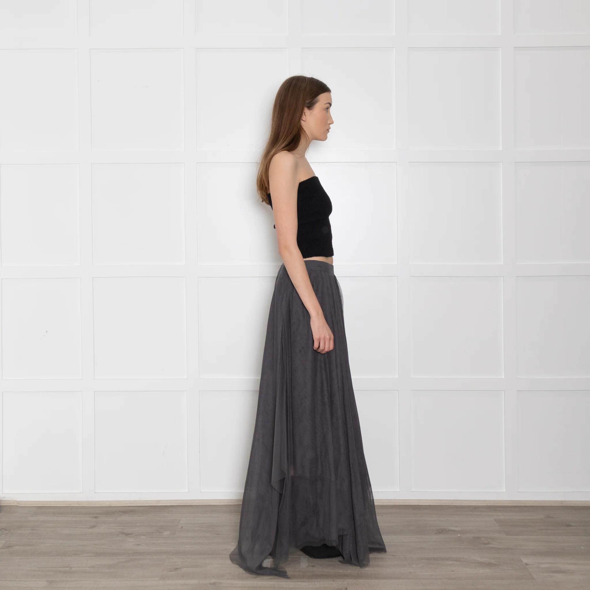 Brunello Cuccinelli Grey Tuille Raggedy Hem Skirt - Image 6