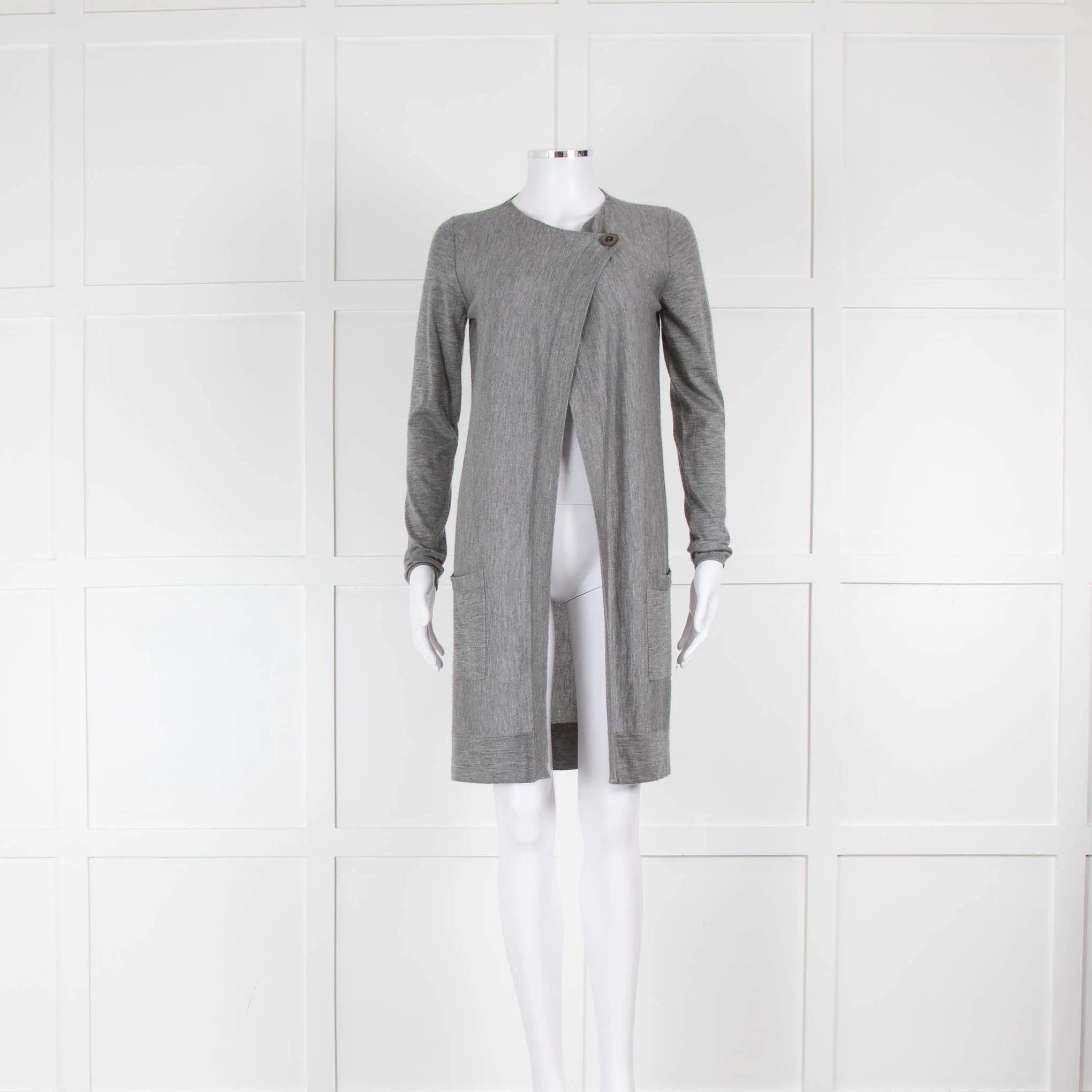 Brunello Cucinelli Grey Cashmere Silk Long Cardigan