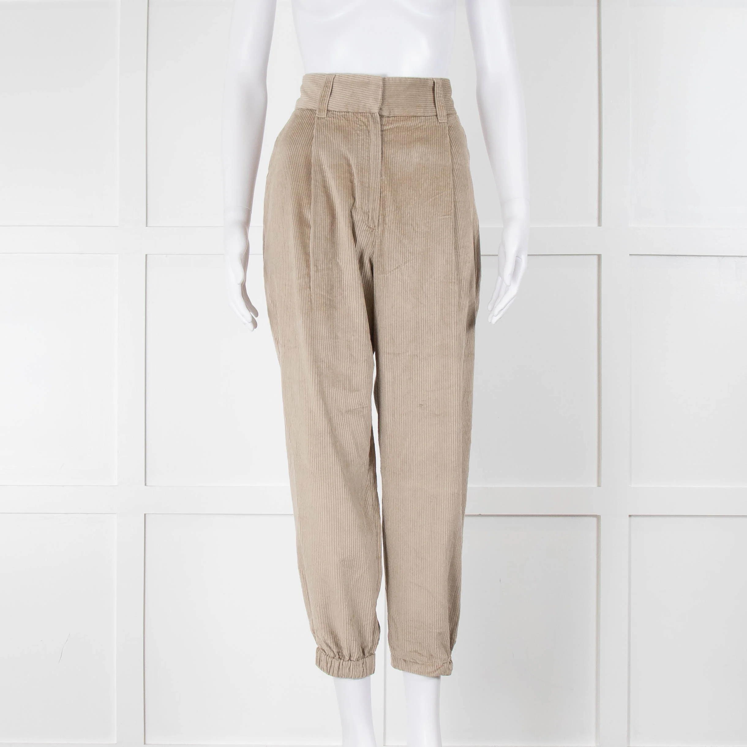 Brunello Cucinelli Beige Corduroy Elasticated Bottom Trousers
