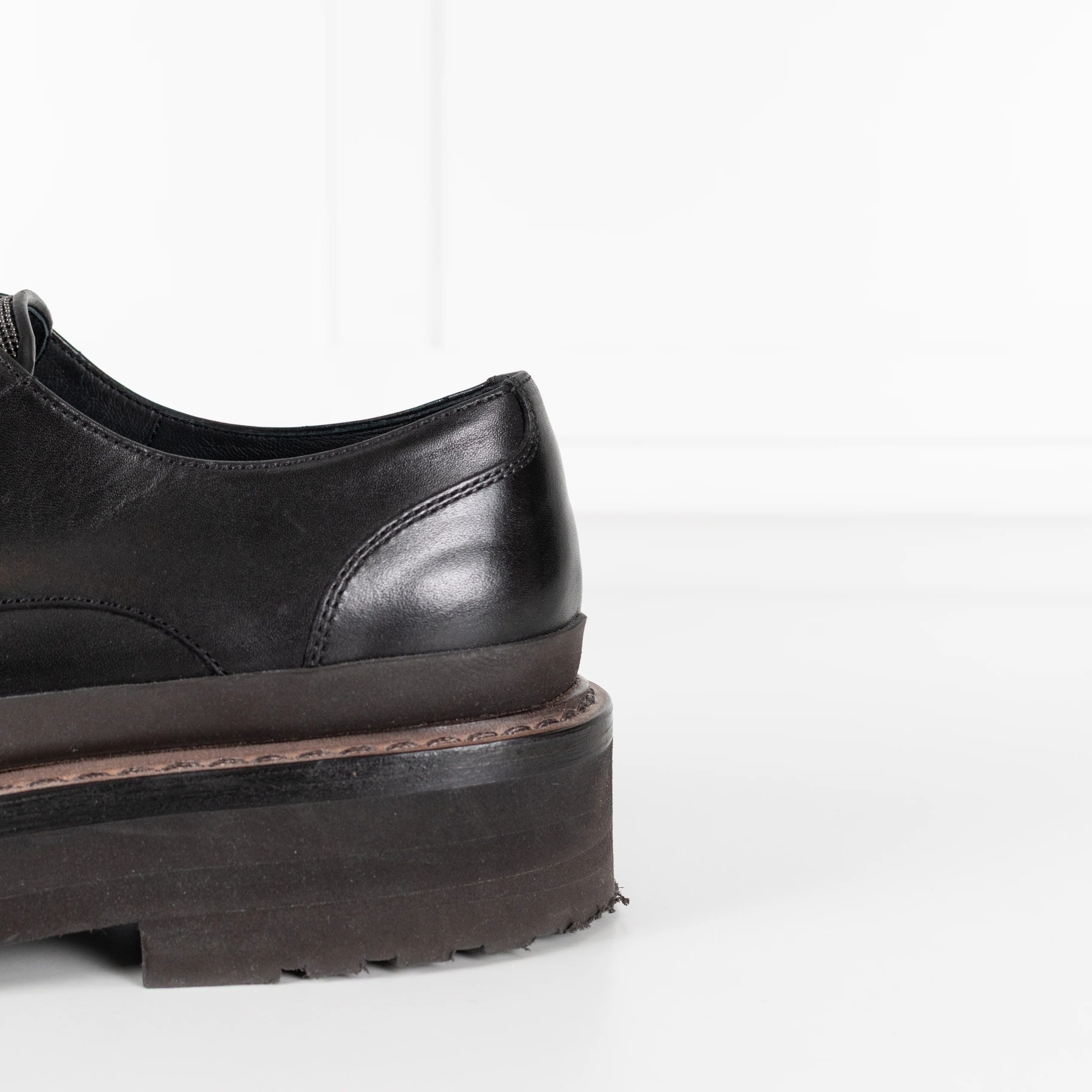 Brunello Cucinelli Black Brogues With Sparkly Tongue Detail - Image 8