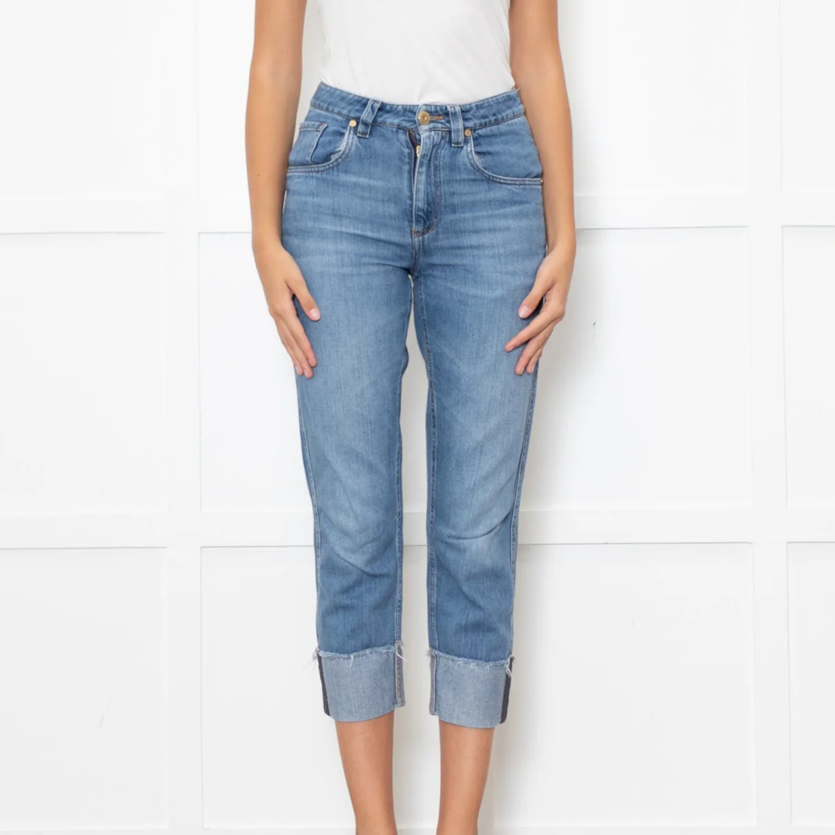 Brunello Cucinelli Blue Denim Turn Up Jeans - Image 2