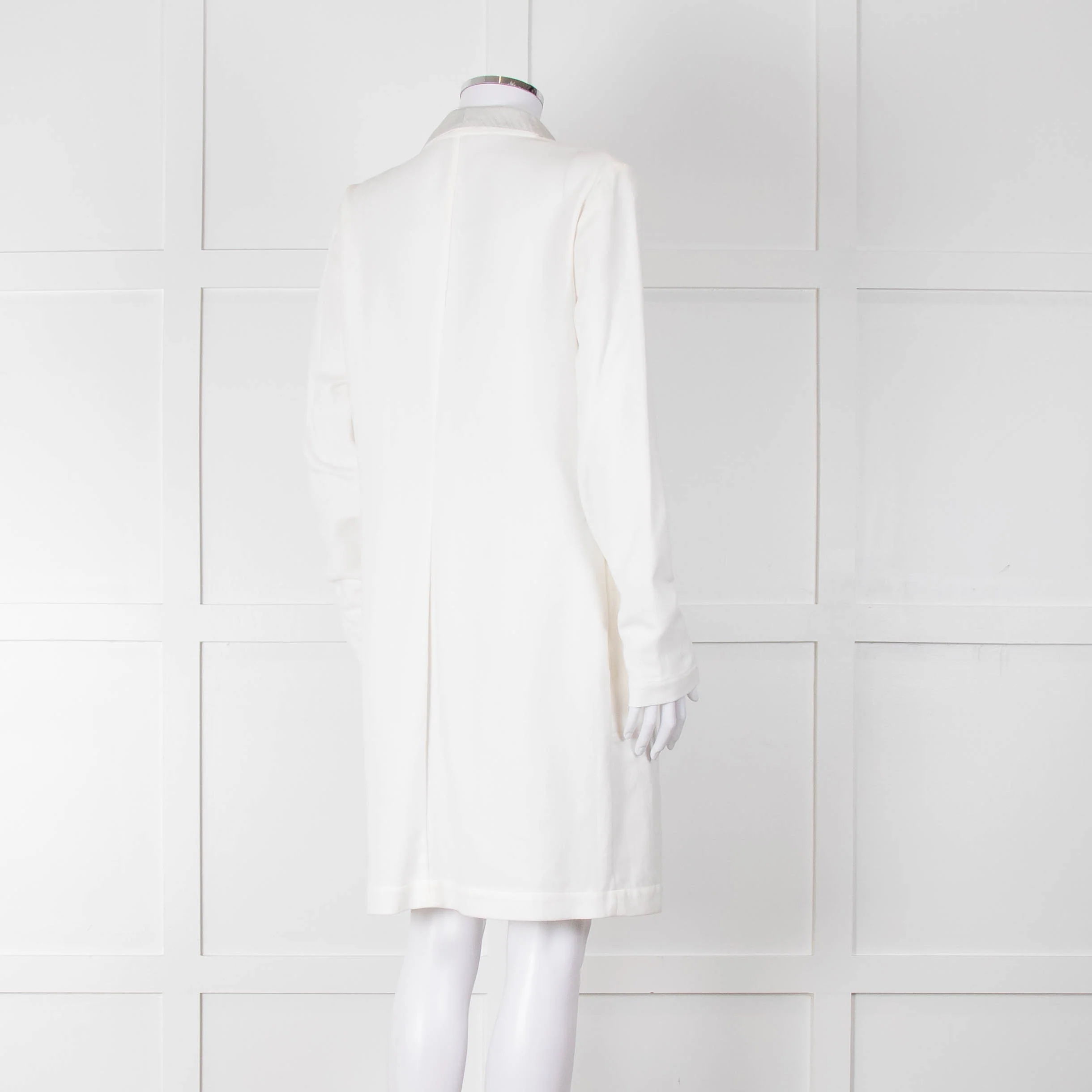 Brunello Cucinelli Cream Light Grey Trim Light Coat - Image 4