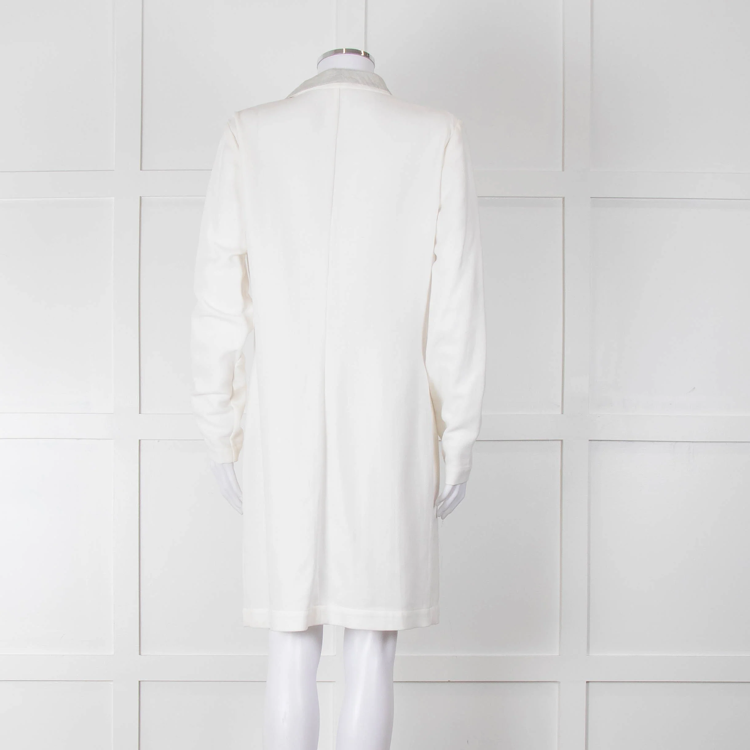 Brunello Cucinelli Cream Light Grey Trim Light Coat - Image 5