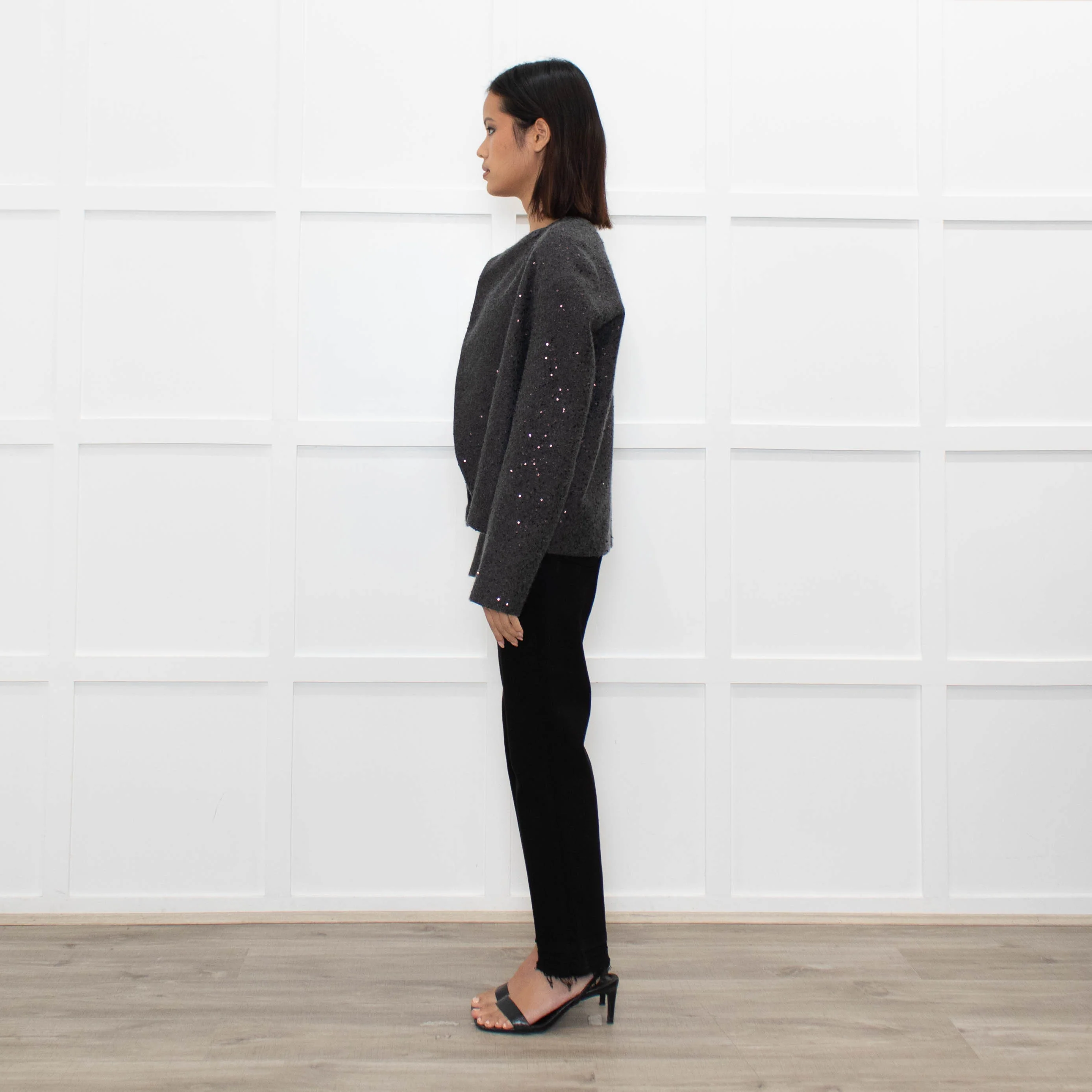 Brunello Cucinelli Grey Sequinned Lined Cardigan - Image 6