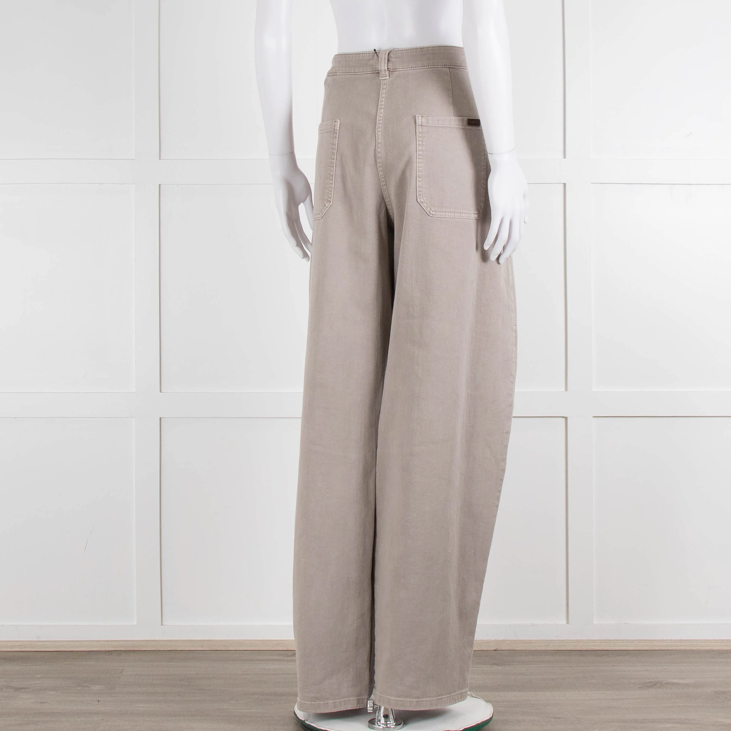 Brunello Cucinelli Grey Wide Leg Jeans - Image 4
