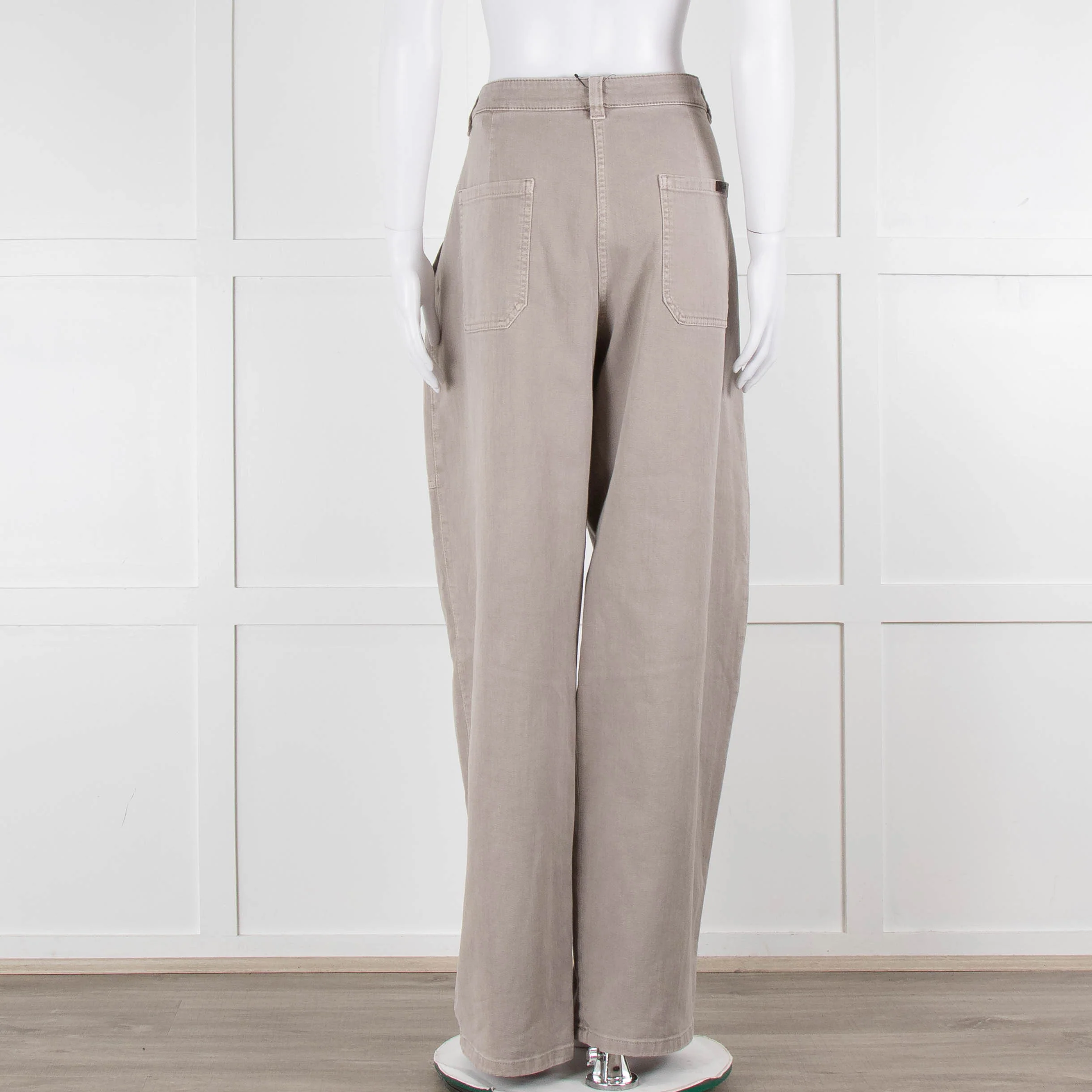 Brunello Cucinelli Grey Wide Leg Jeans - Image 5