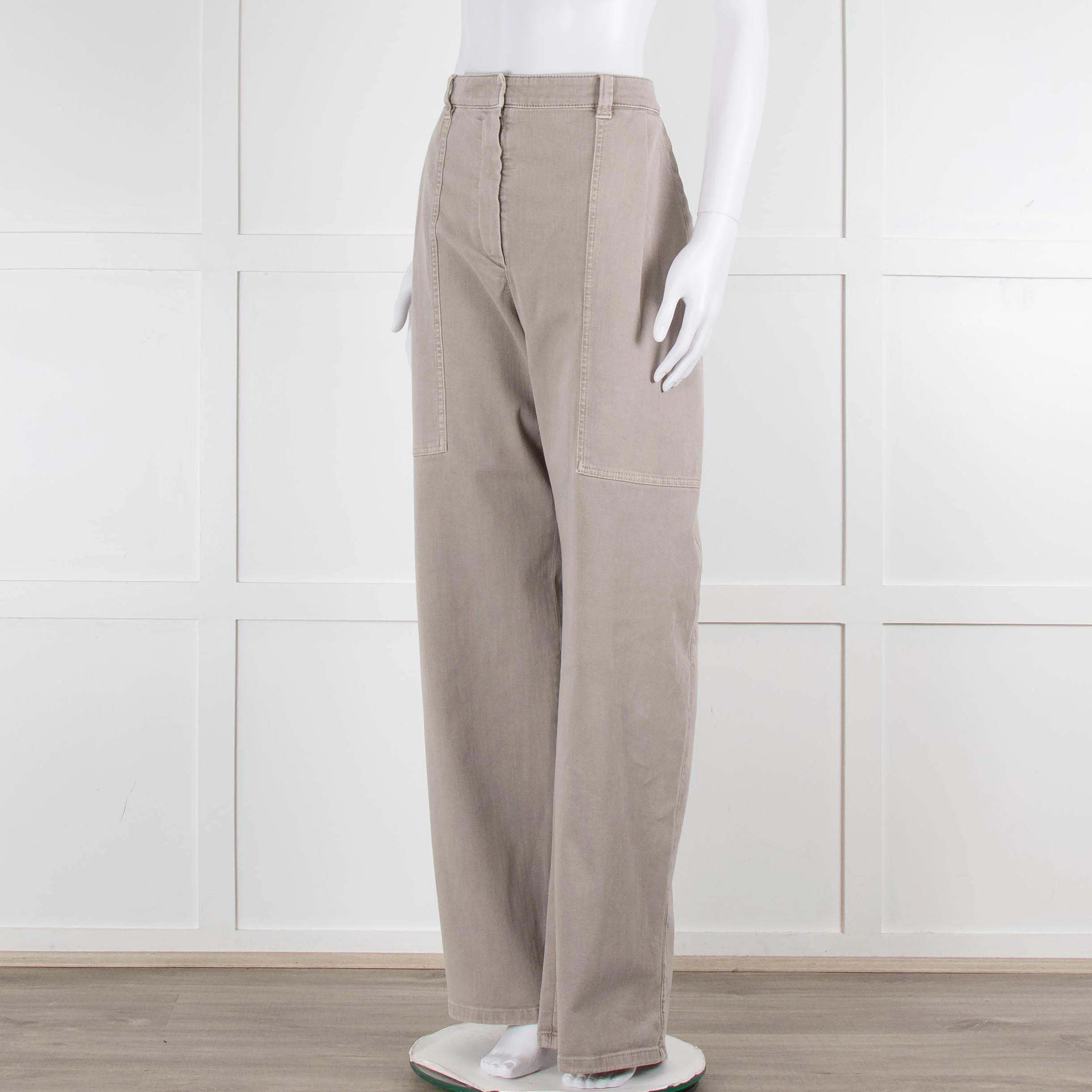 Brunello Cucinelli Grey Wide Leg Jeans - Image 8