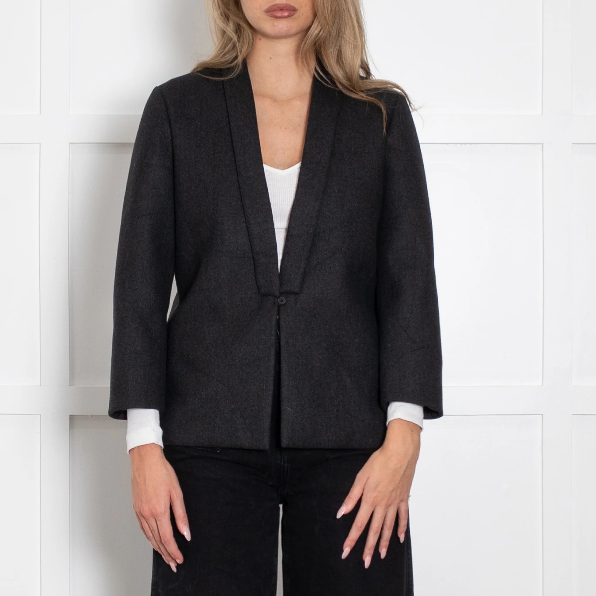 Brunello Cucinelli Grey Wool Padded Jacket - Image 2