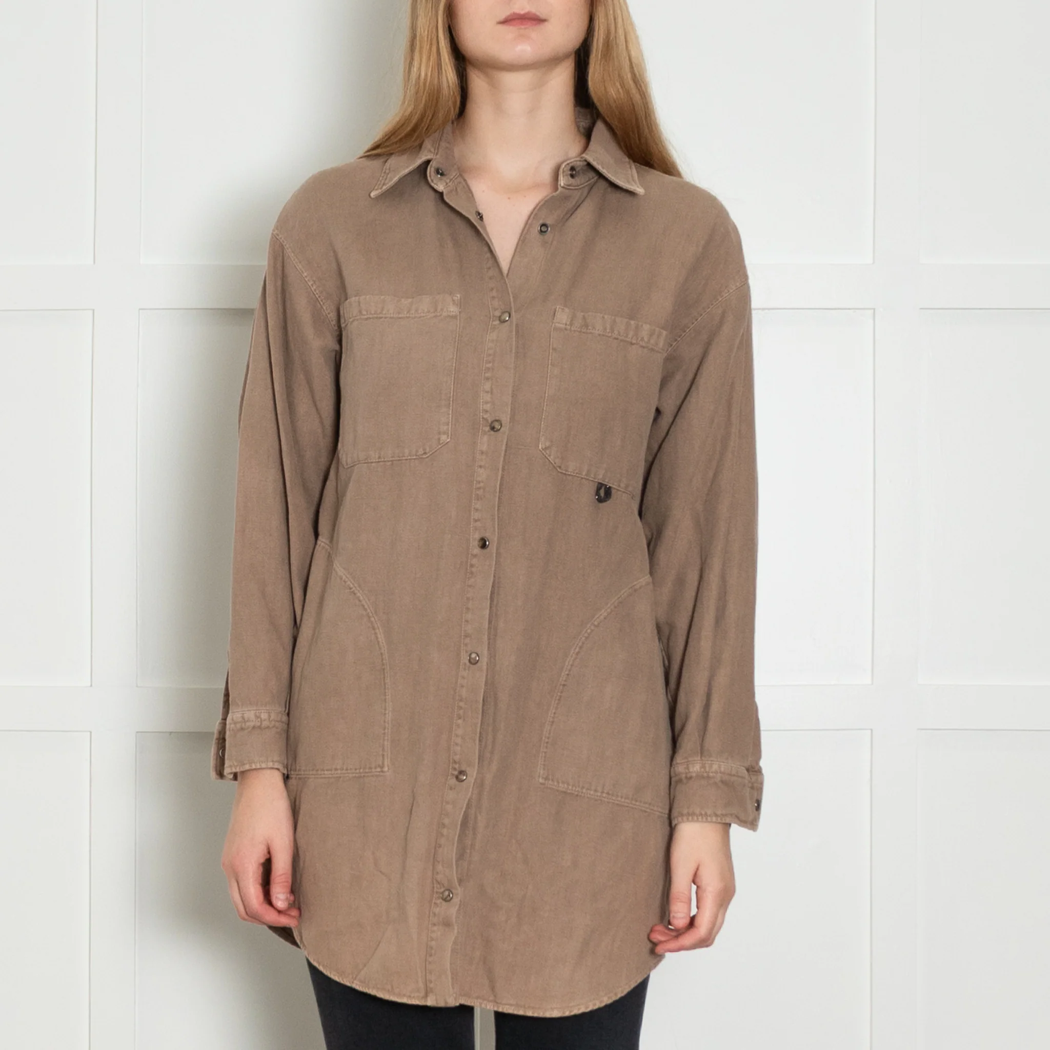 Brunello Cucinelli Oversized Brown Cotton Shirt - Image 2