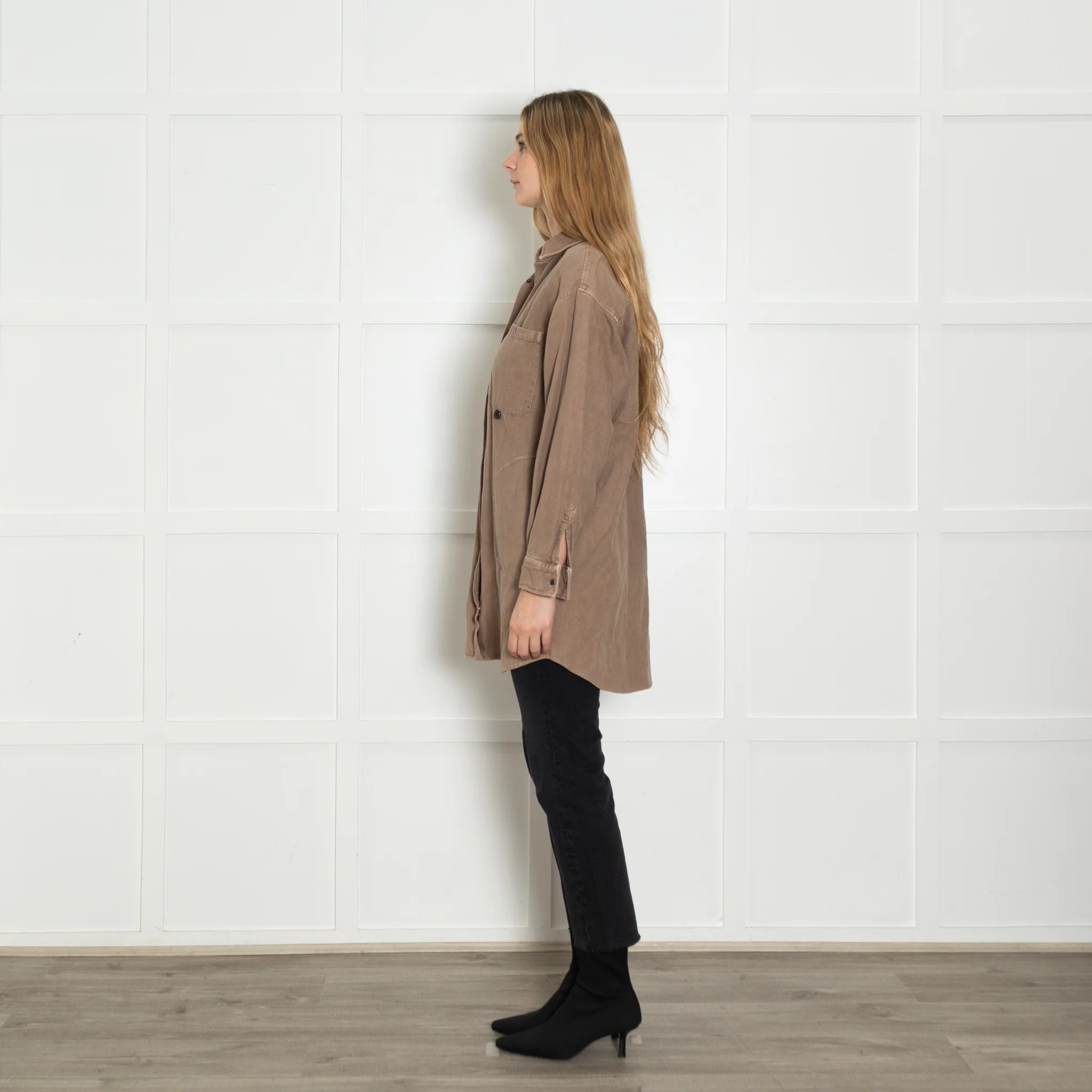 Brunello Cucinelli Oversized Brown Cotton Shirt - Image 4