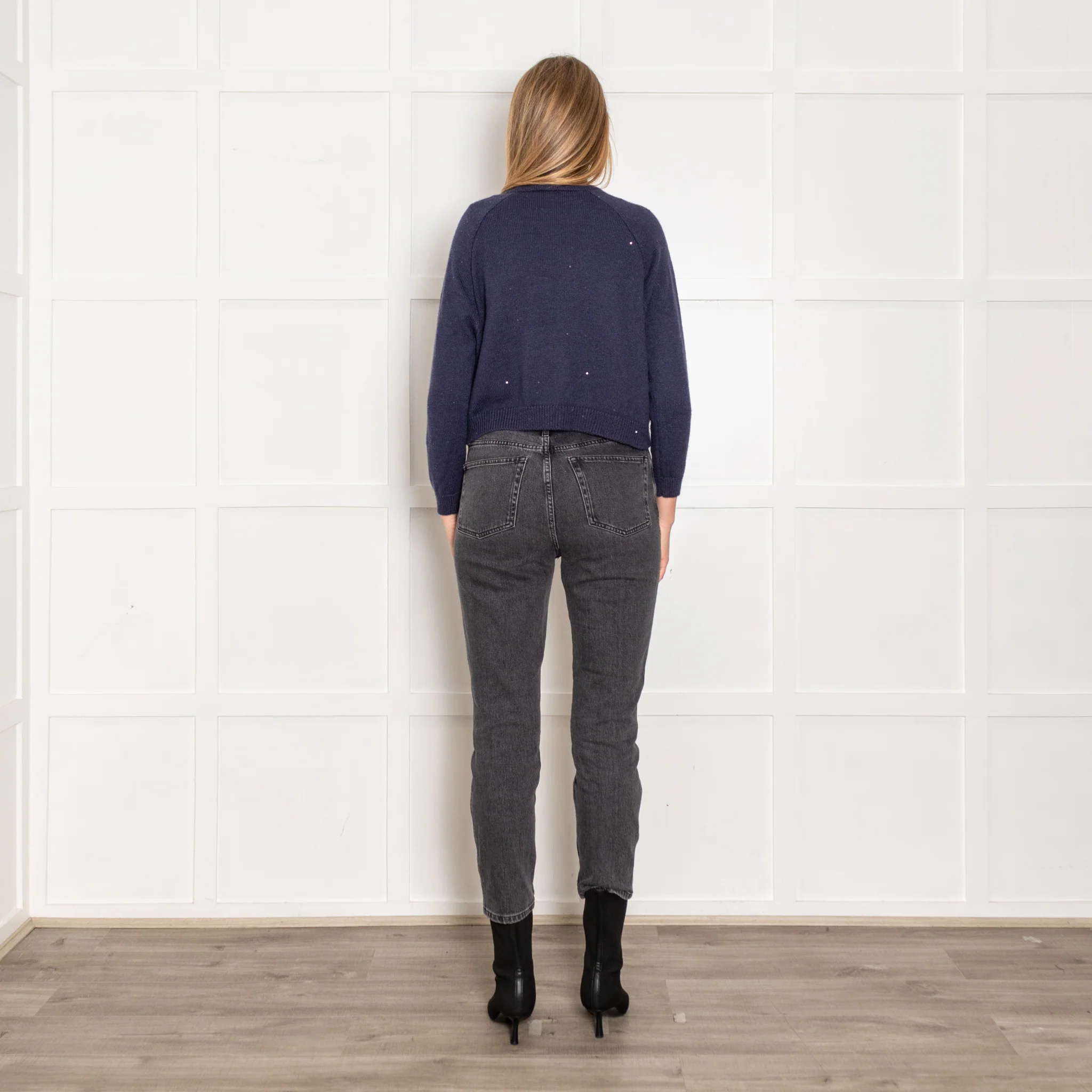 Brunello Cucinelli Blue Cashmere Sequin Knitted Silk Lining Jumper - Image 5