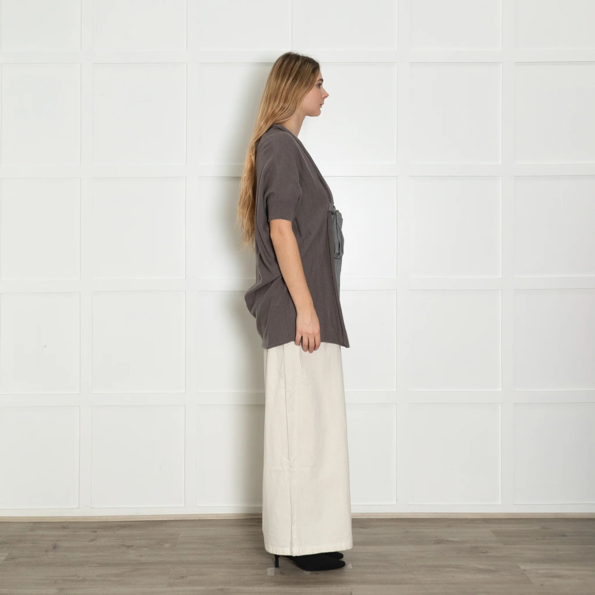 Brunello Cucinelli Taupe Cashmere Gilet with Belt - Image 6