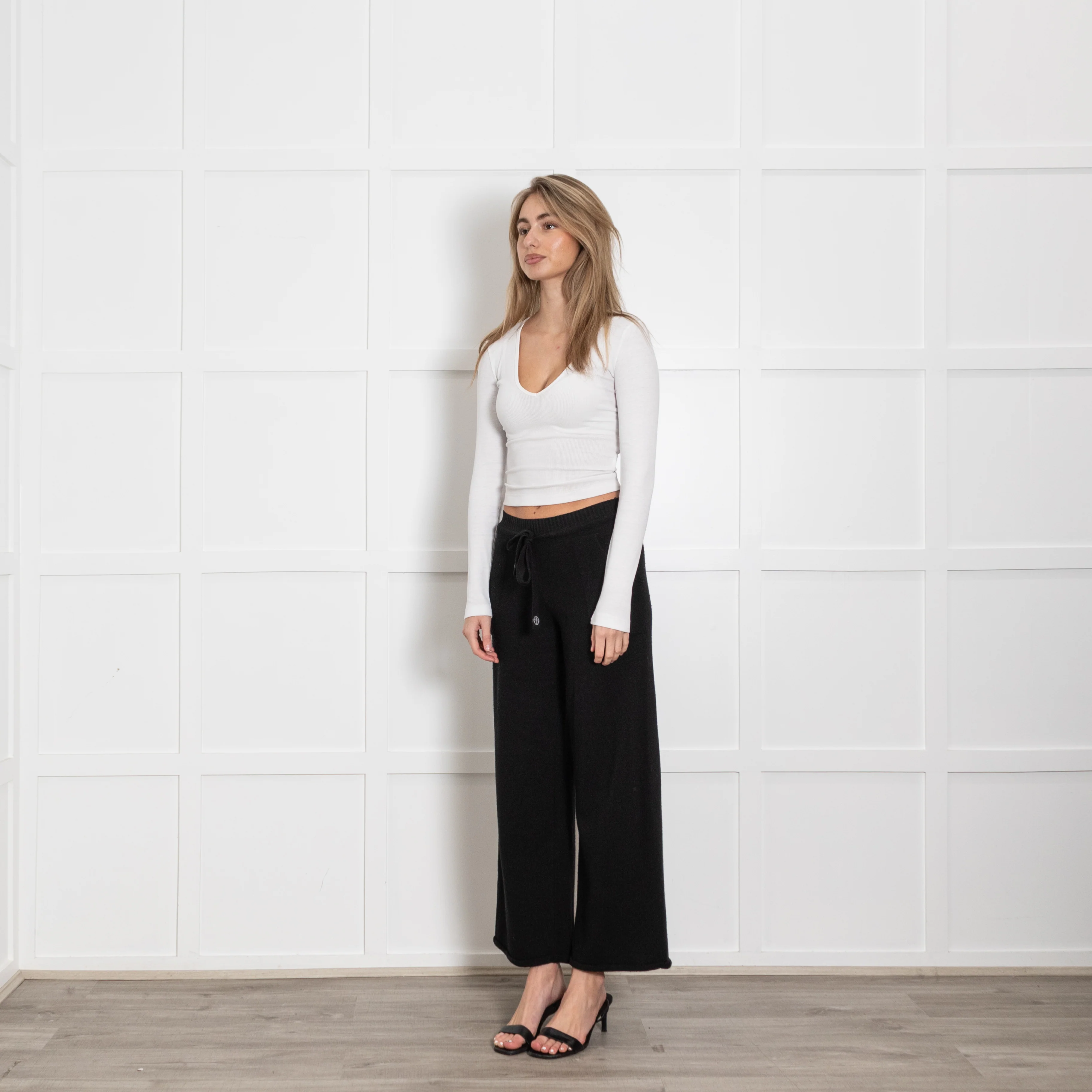 Brusnika Black Cashmere/Wool Mix Drawstring Trousers - Image 3