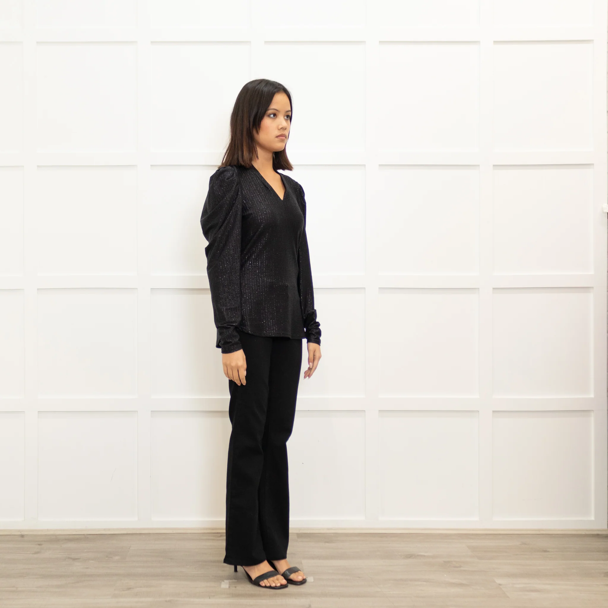 Bruuns Bazaar Black And Silver Pleated Top - Image 3