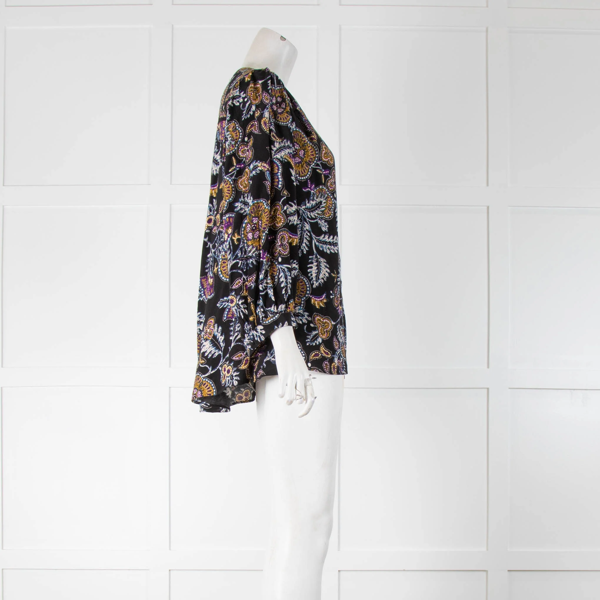 ba&sh Black Purple Blue And Mustard Paisley Blouse - Image 2