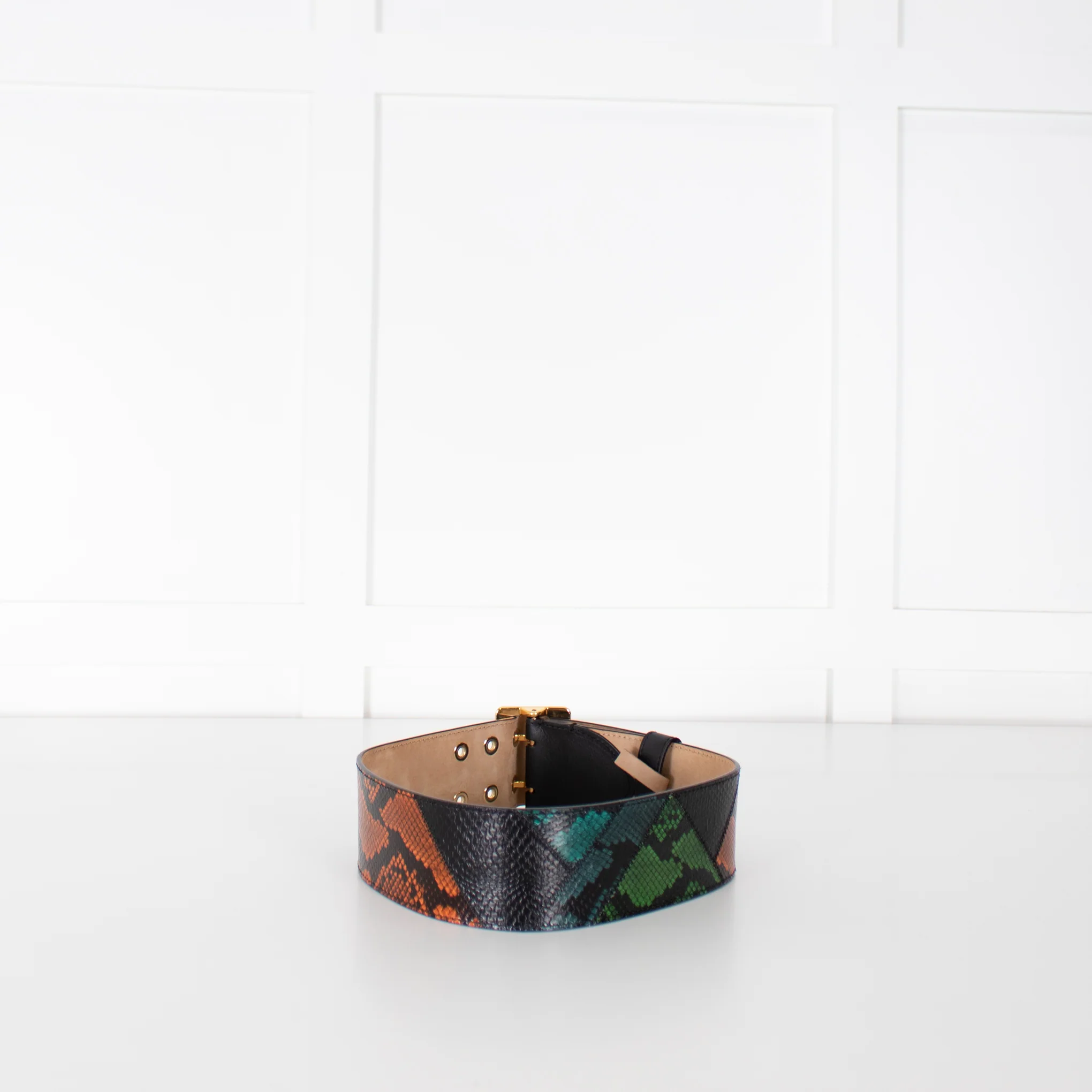 Burberry Military Buckle Patchwork Snakeskin Ayer Belt - Image 3