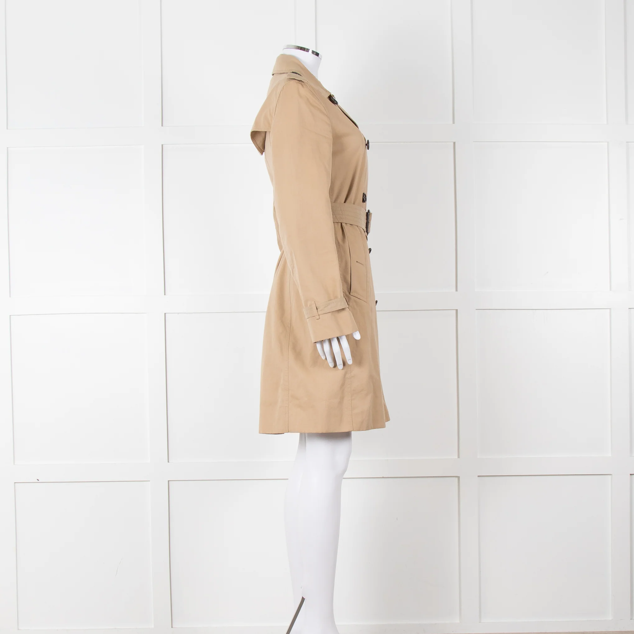 Burberry Beige Belted  Short Trench Coat - Image 4