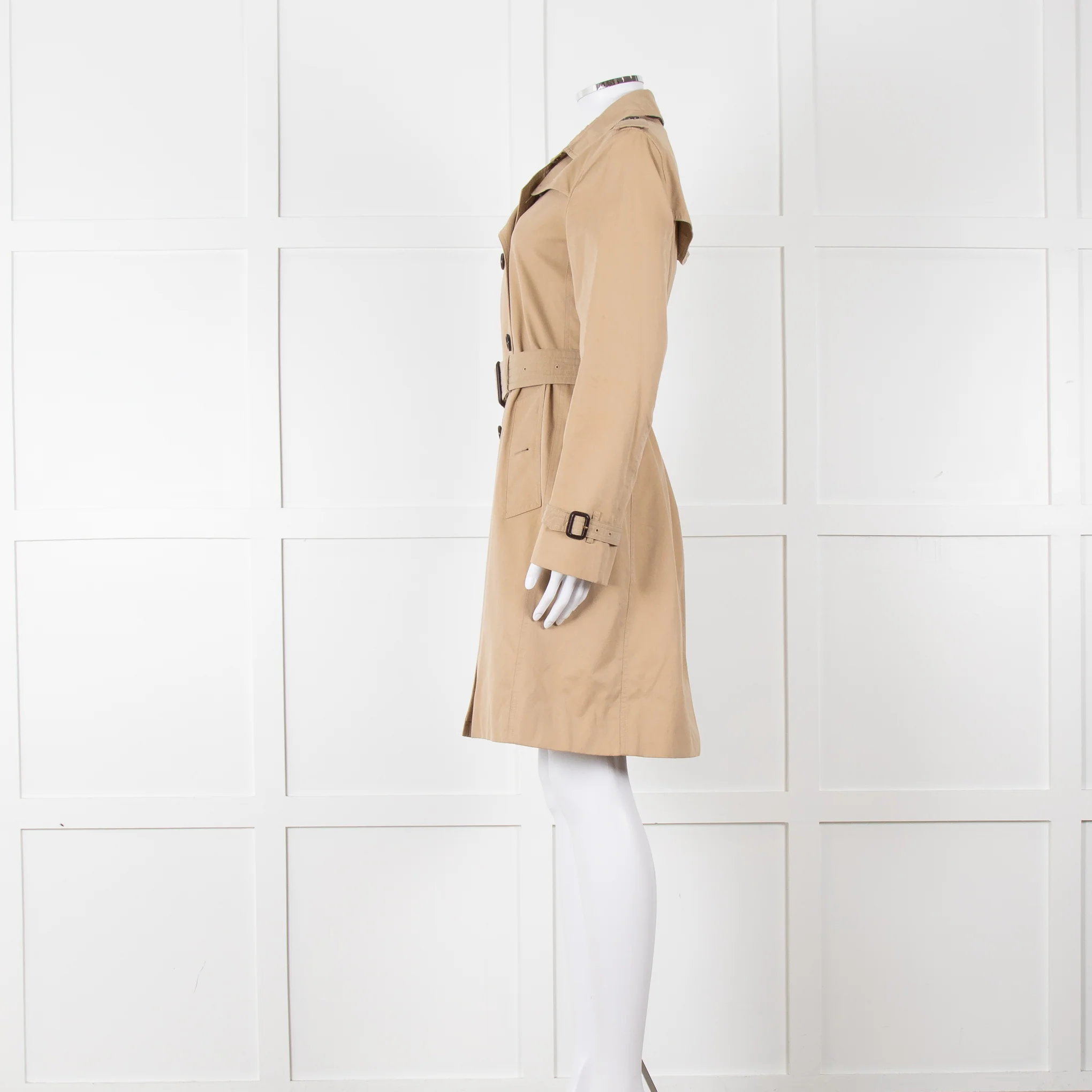 Burberry Beige Belted  Short Trench Coat - Image 7