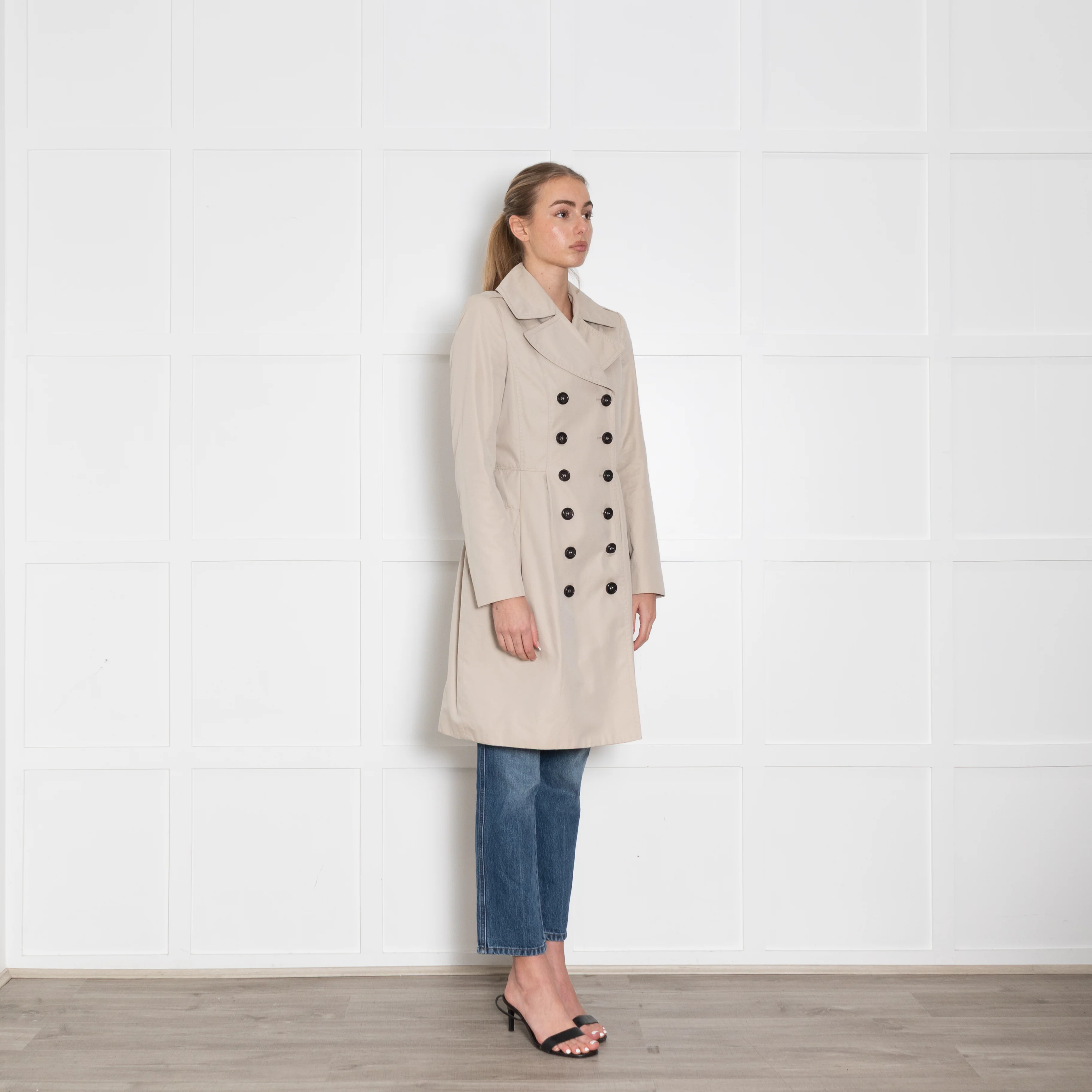 Burberry Beige Cotton Waisted Trench Coat - Image 7
