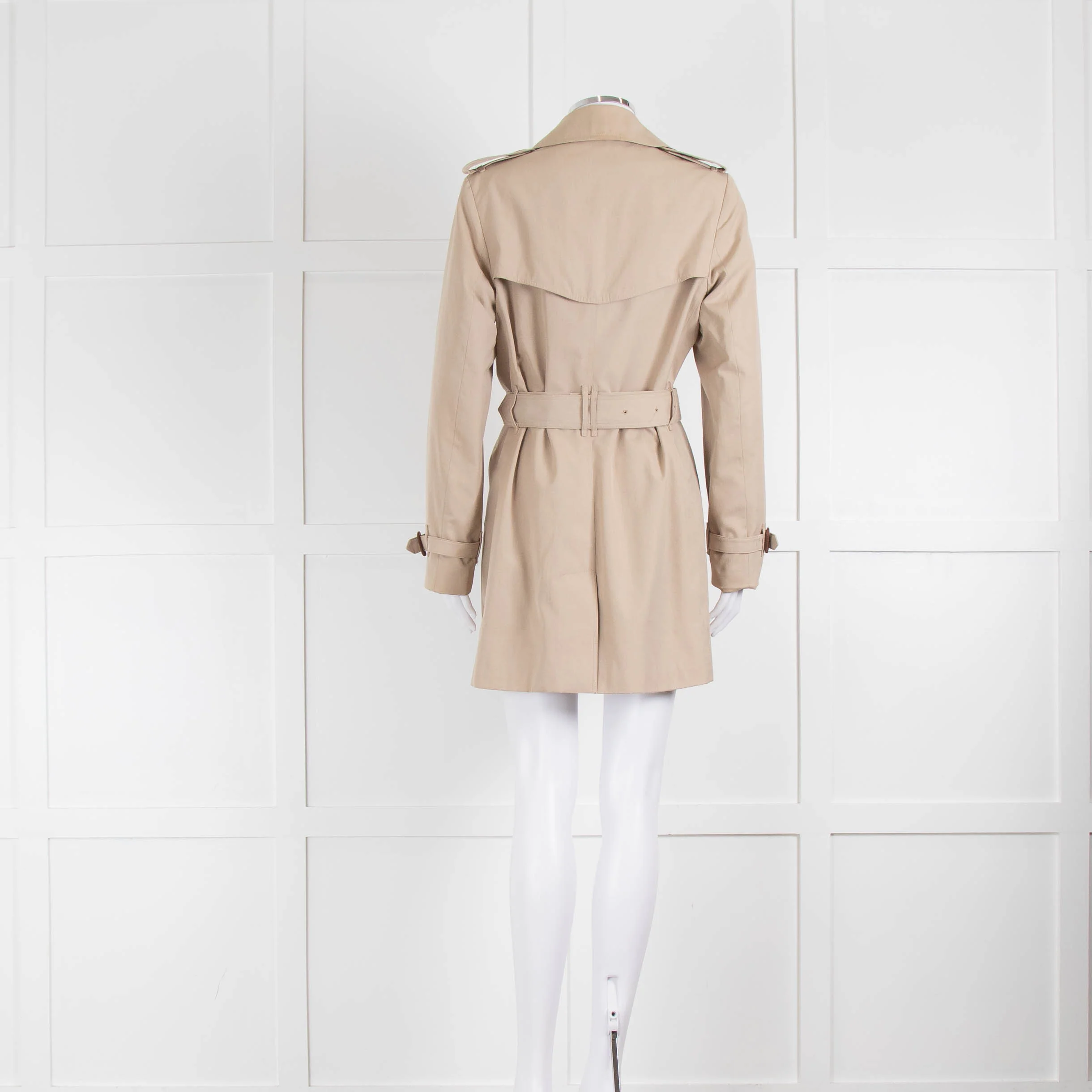 Burberry Beige Short Double Breasted Trench Coat - Image 3