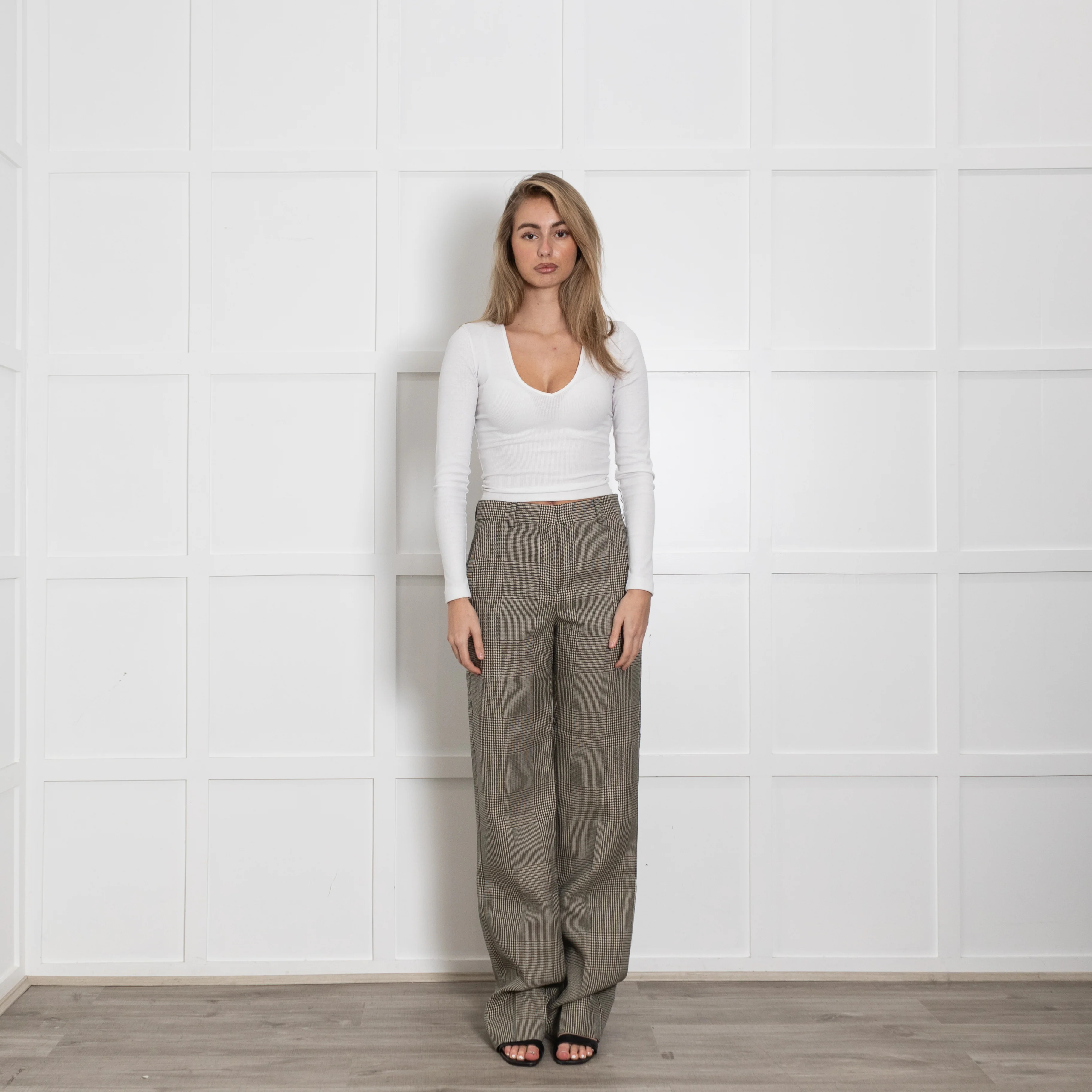Burberry Black And Khaki Prince of Wales Check Trousers