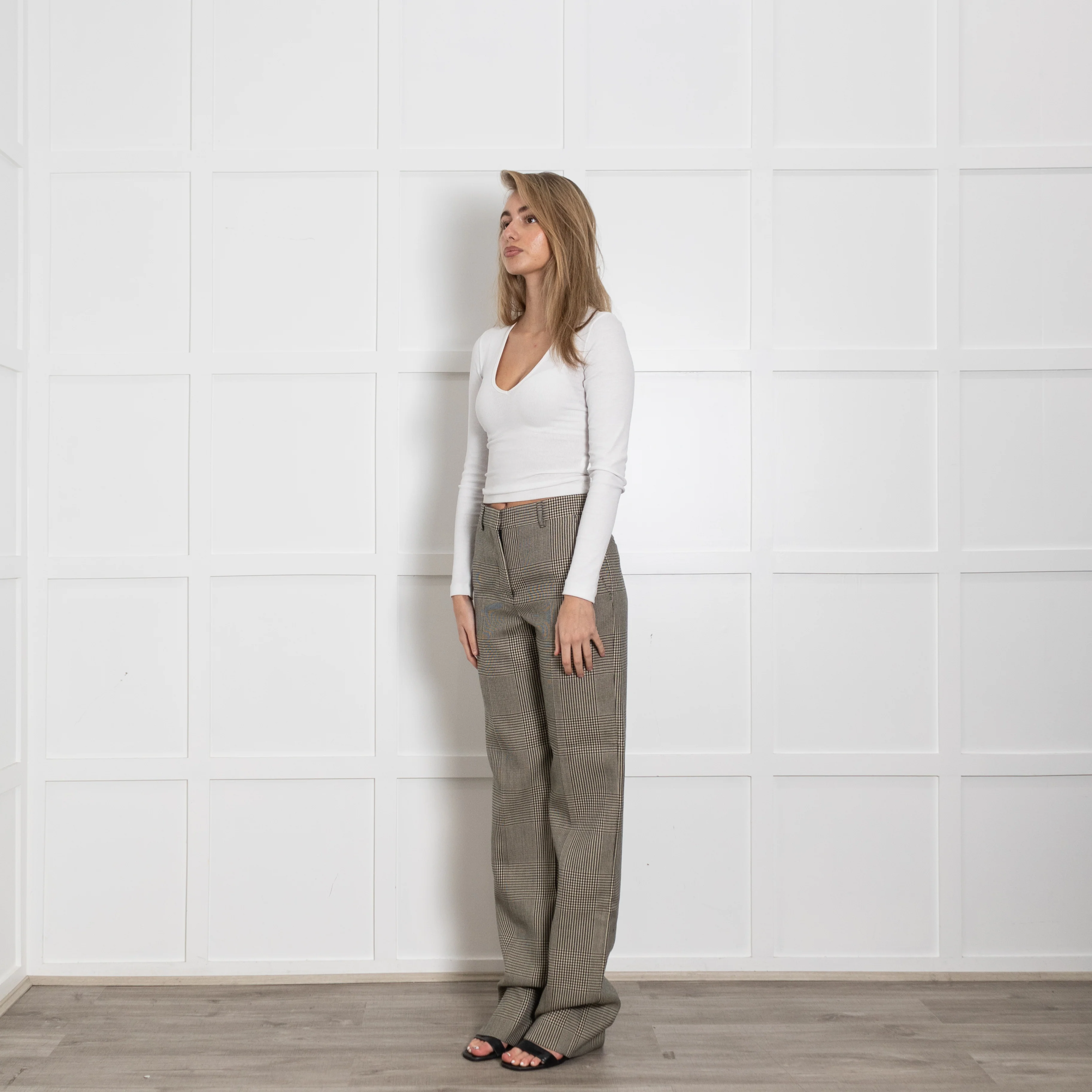 Burberry Black And Khaki Prince of Wales Check Trousers - Image 3