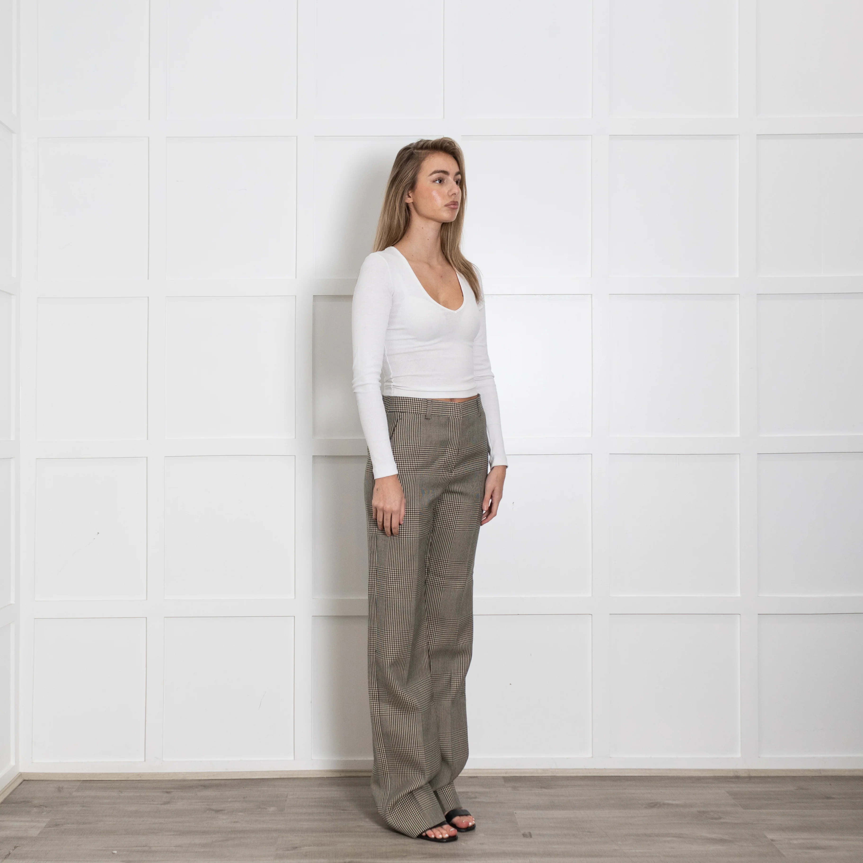 Burberry Black And Khaki Prince of Wales Check Trousers - Image 7