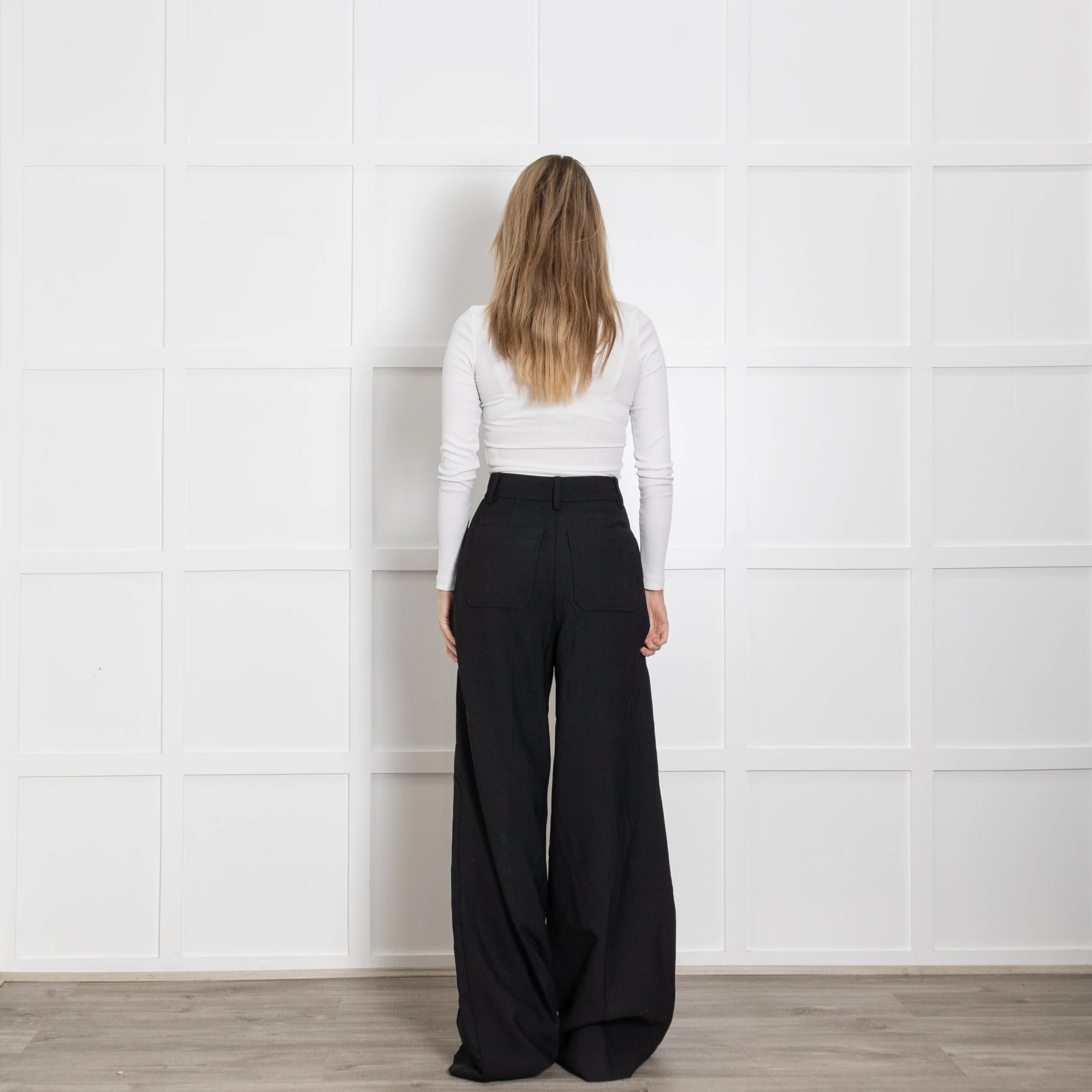 Burberry Black High Waist Wide Leg Trousers - Image 5