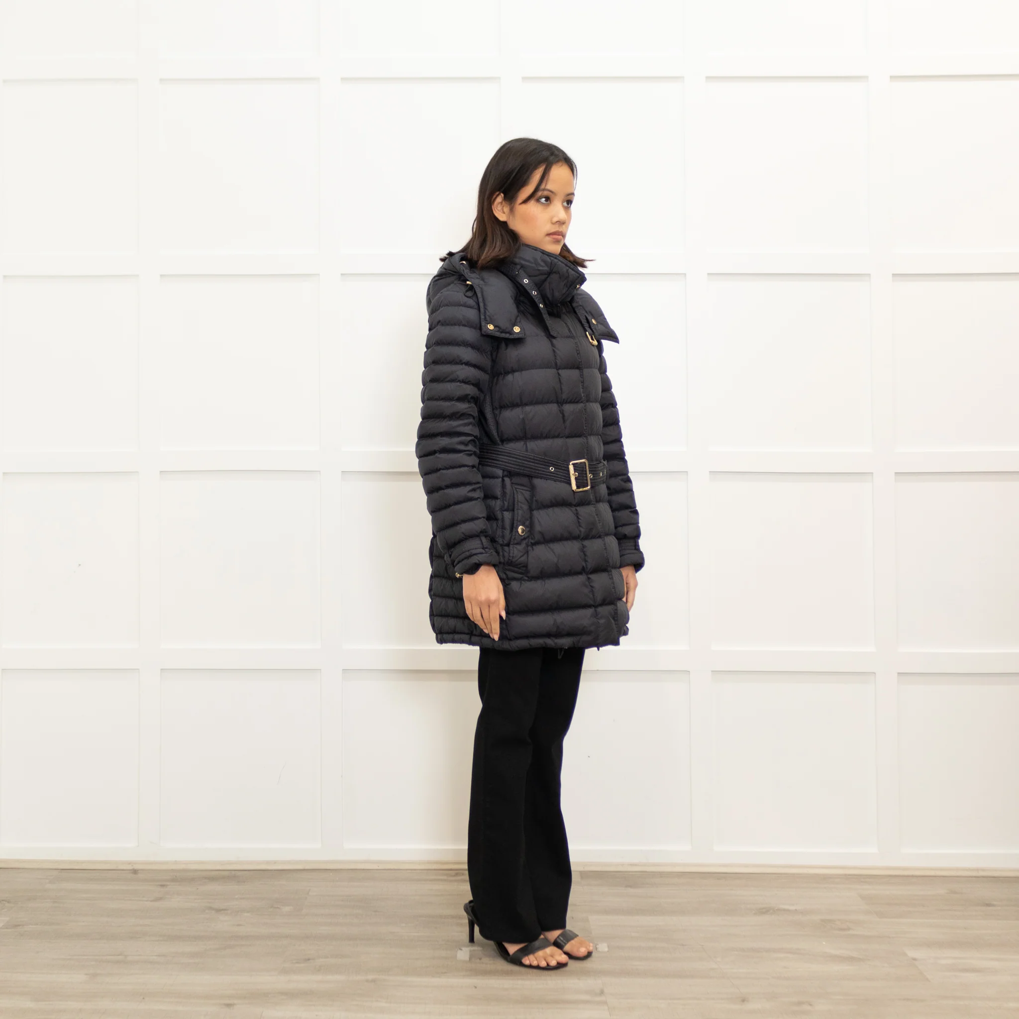 Burberry Black Padded Coat With Belt And Hood - Image 3