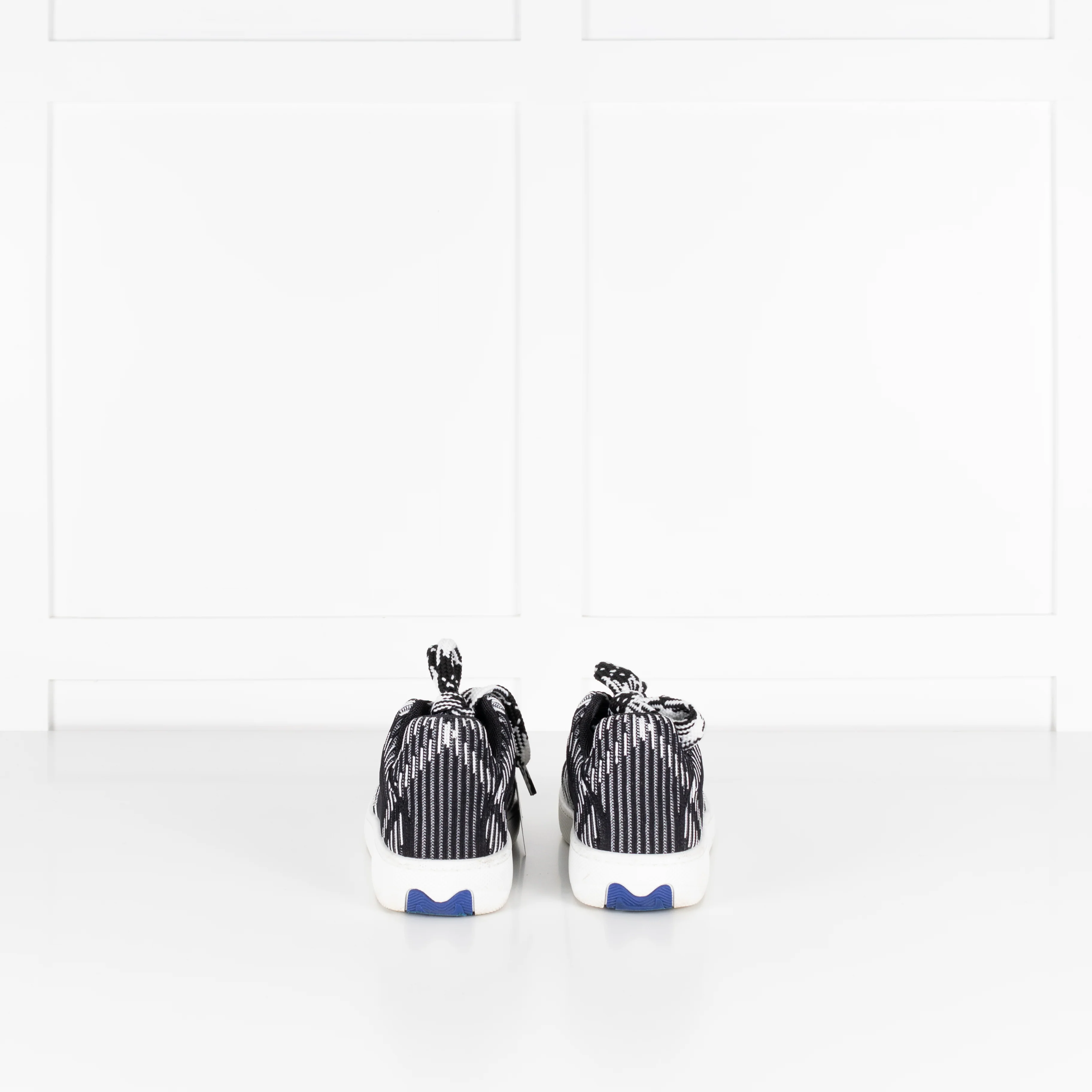 Burberry Black White Check Knit Box Trainers - Image 4