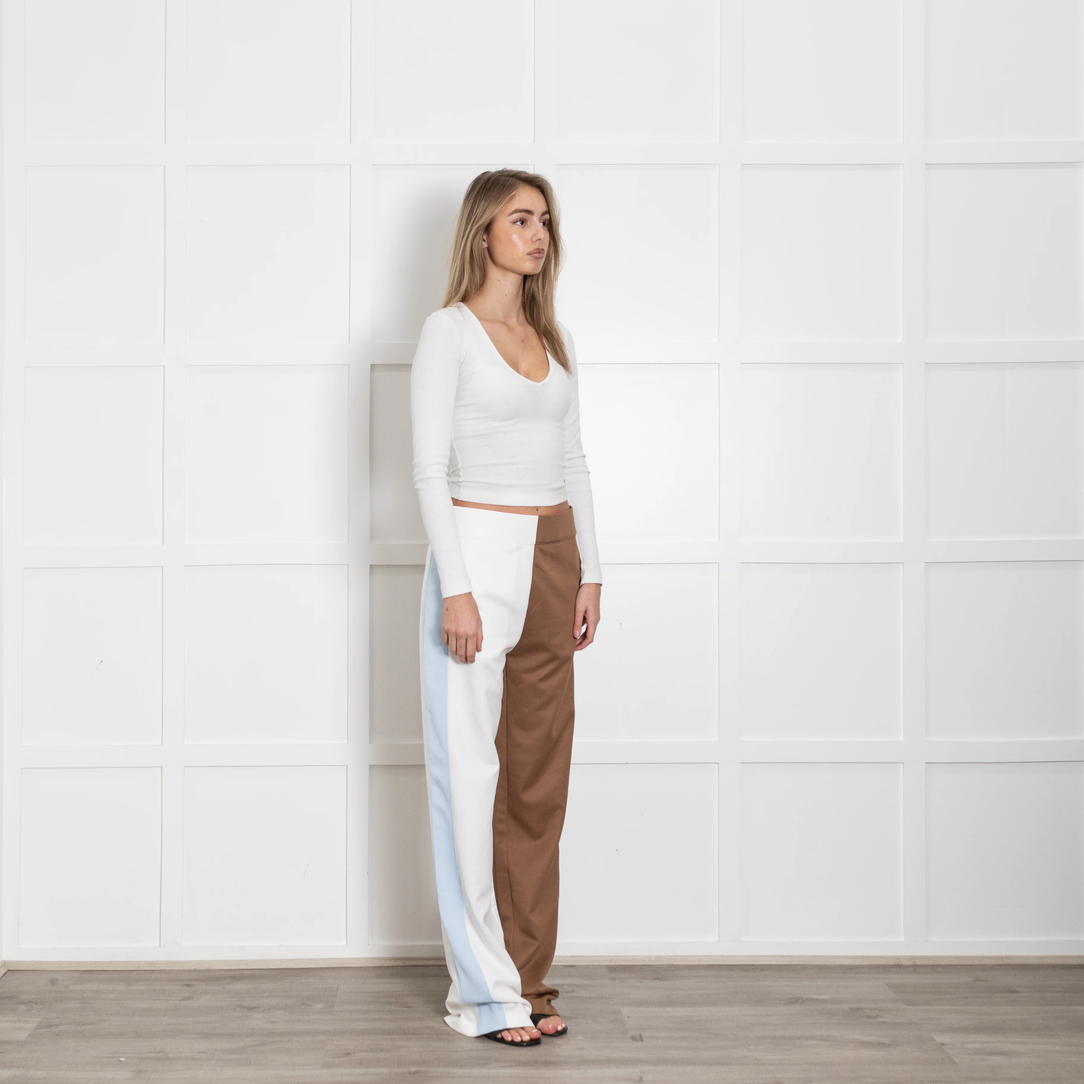 Burberry Block Brown And White Leg Tracksuit Trousers - Image 7