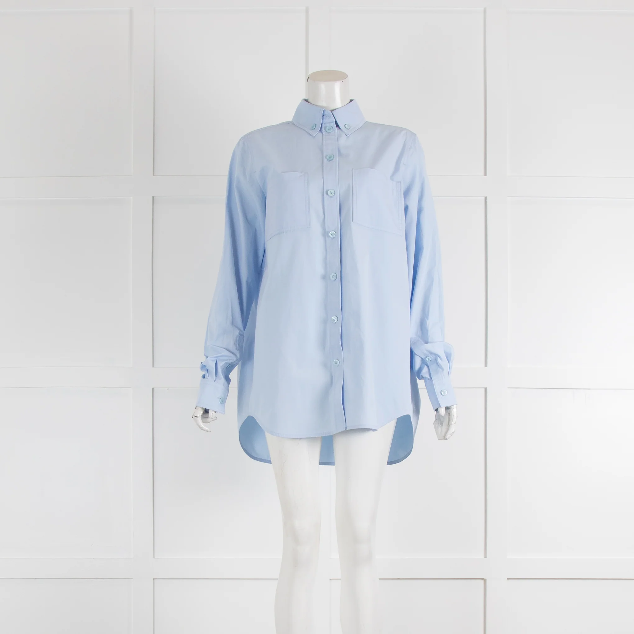 Burberry Blue Poplin Cotton Oversized Shirt